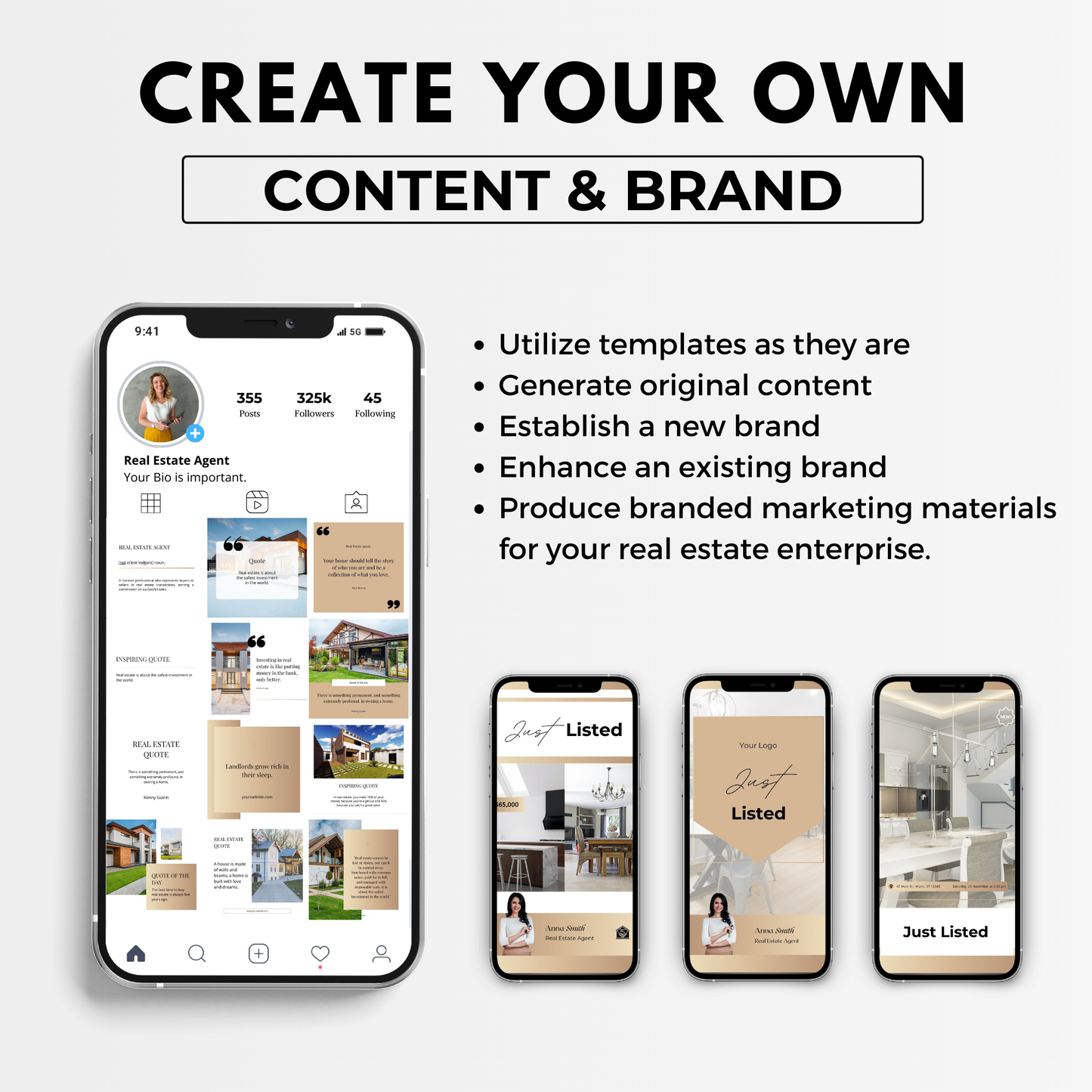 big social media template bundle-luxury gold