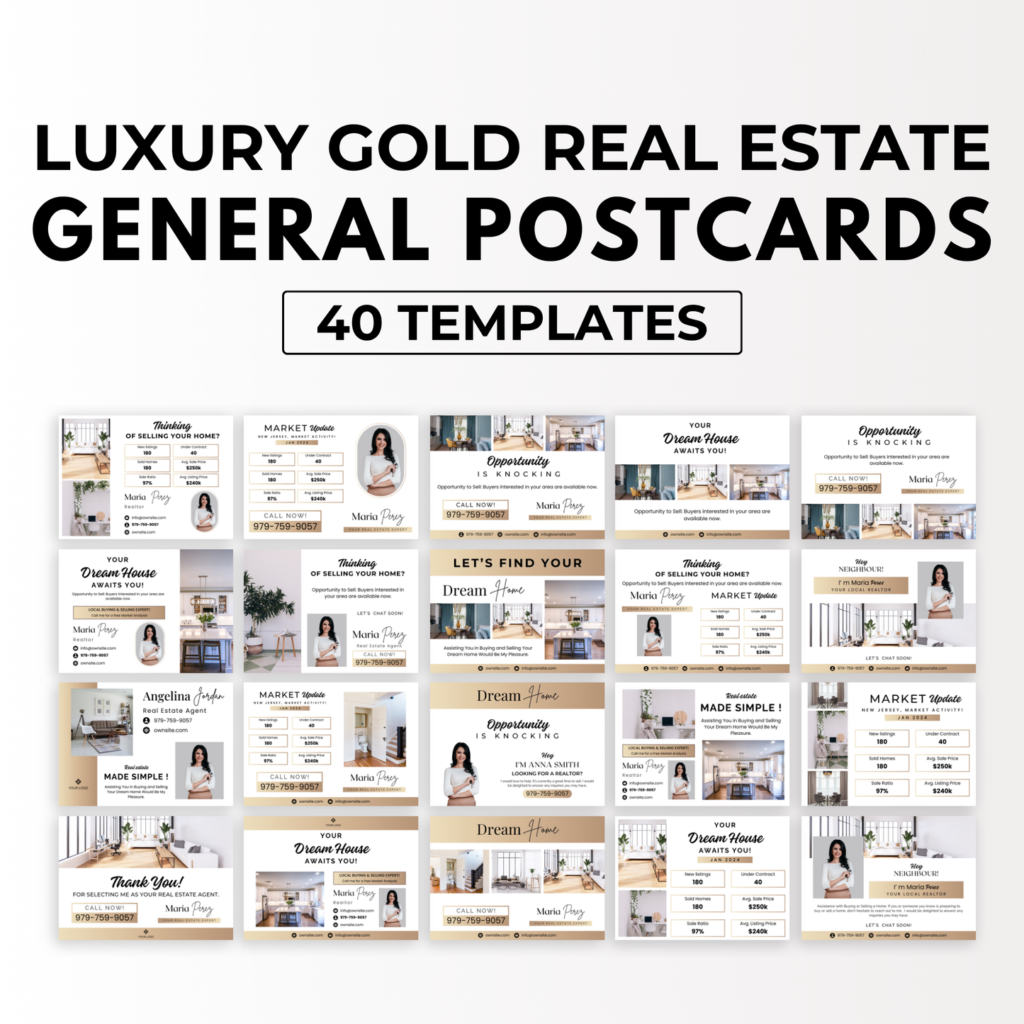 general postcard templates - luxury gold