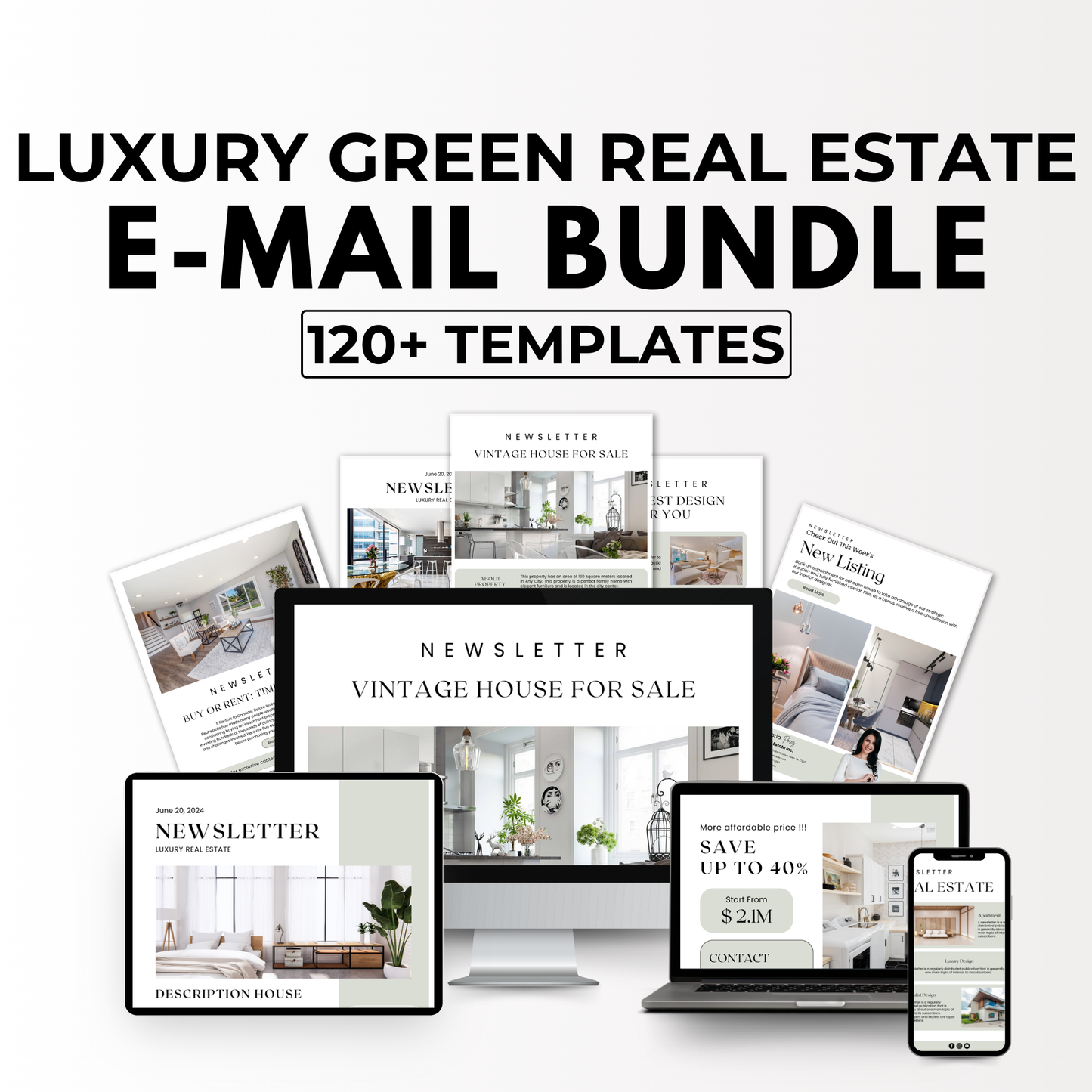 email template bundle - sage green