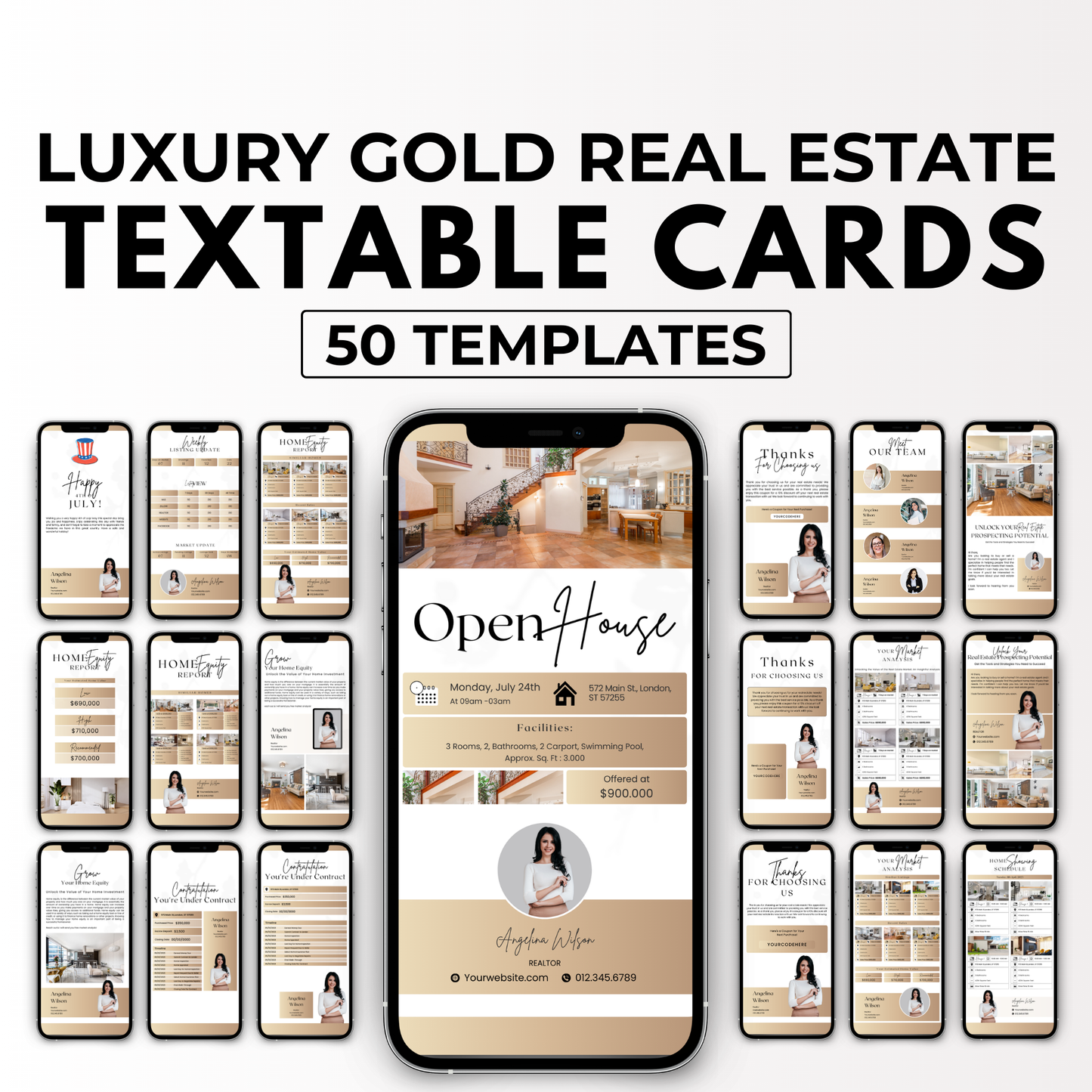 textable cards bundle-luxury gold