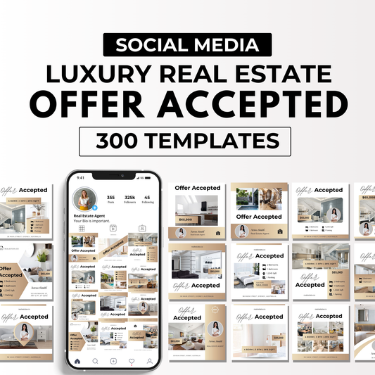 Offer Accepted Social Media Template Bundle-Luxury Gold