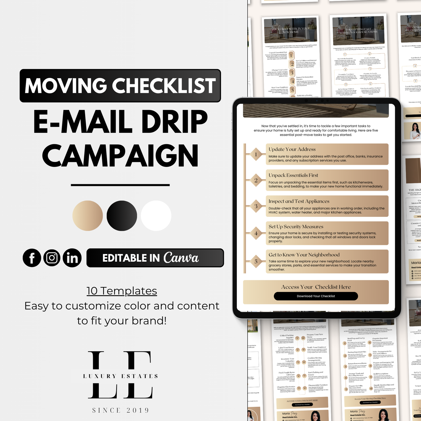 moving checklist e-mail drip campaign-luxury gold