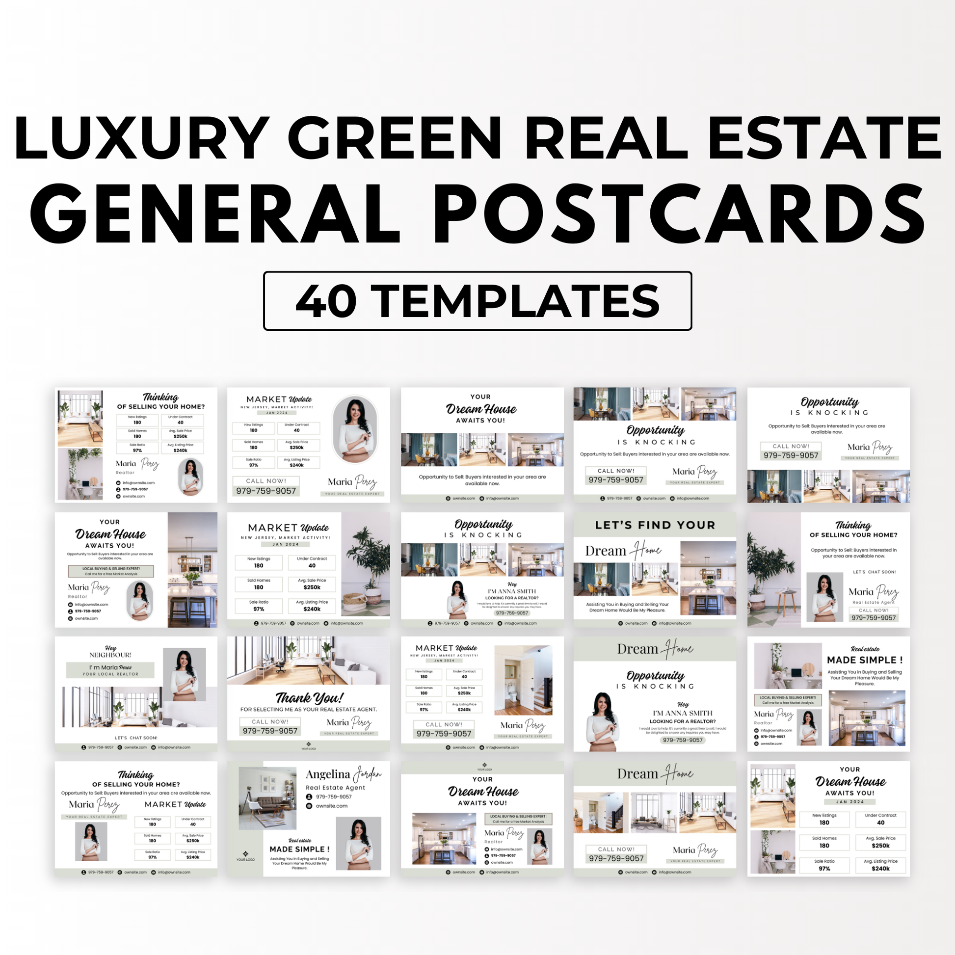 General Postcard Templates - Sage Green