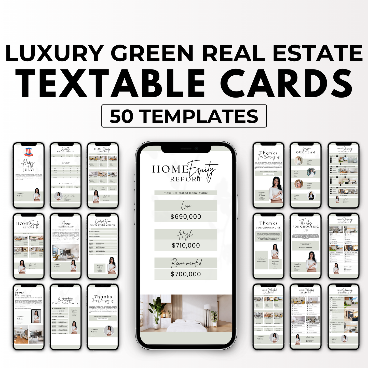 textable cards bundle-sage green