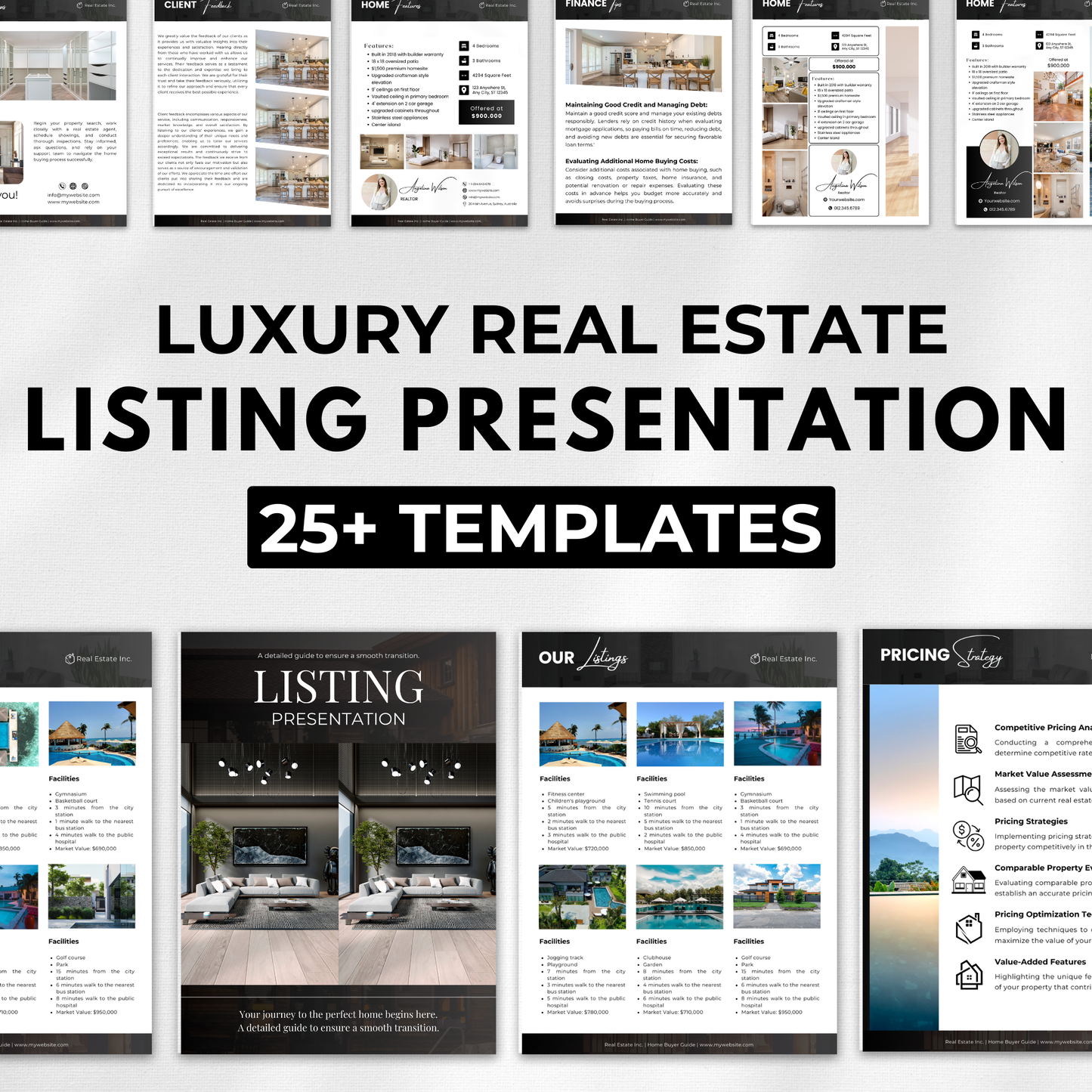 property listing presentation bundle-luxury black