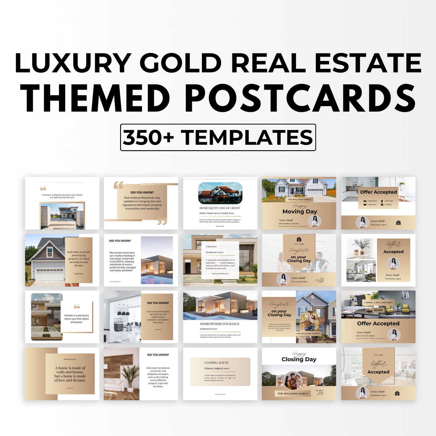 themed postcards bundle-luxury gold