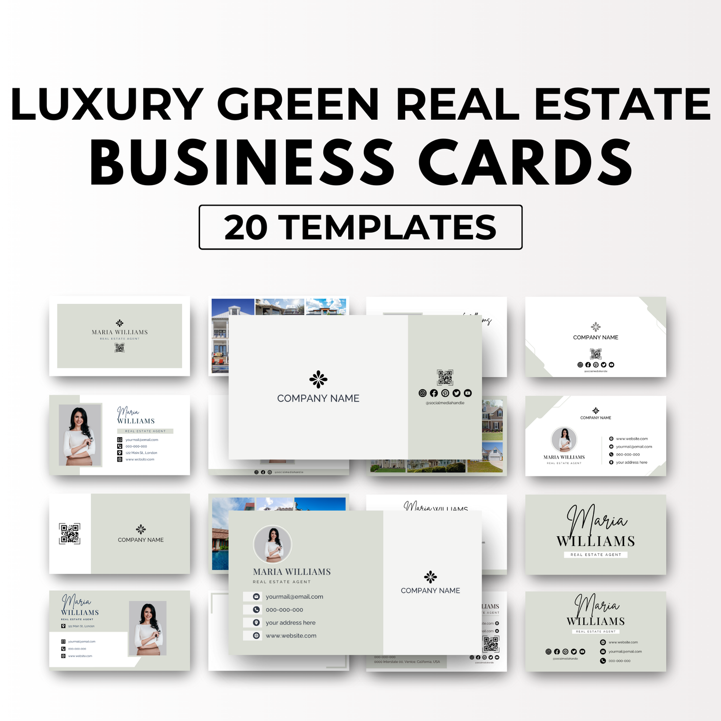 business card bundle-sage green