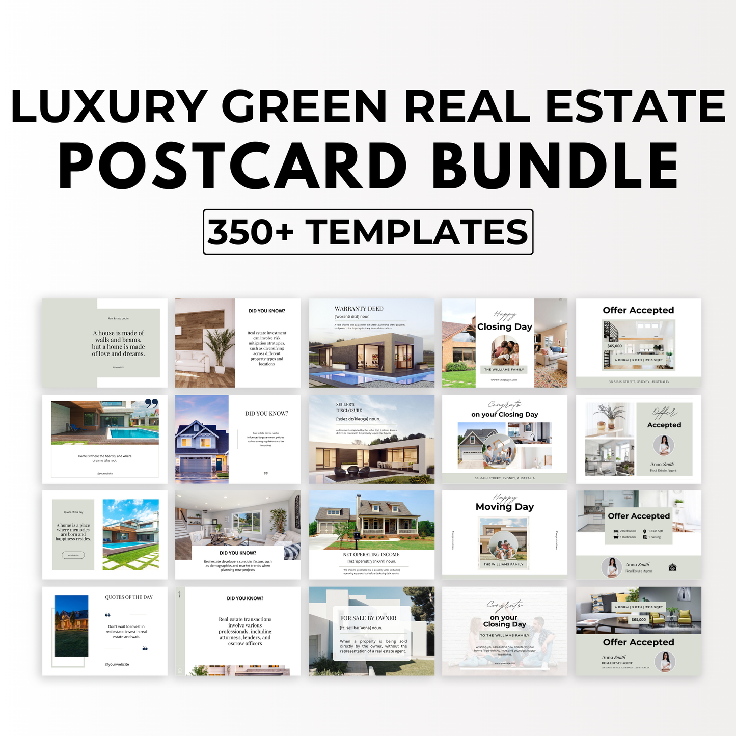 postcard bundle- sage green