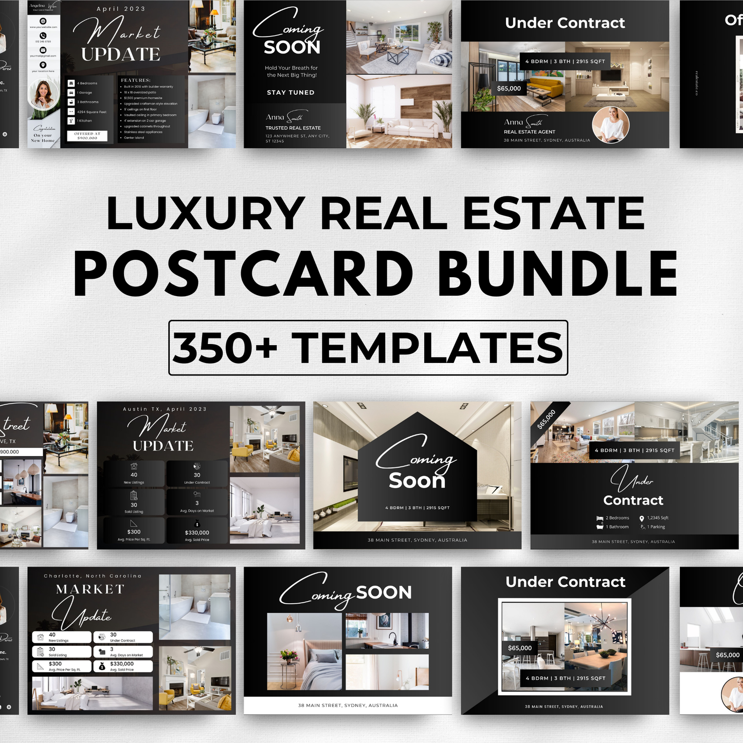 themed postcards bundle-luxury black