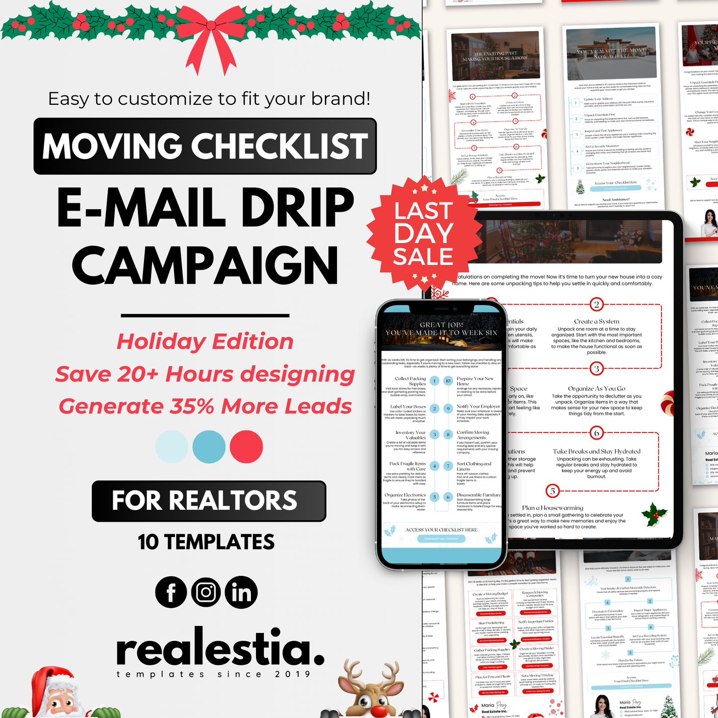 festive moving checklist e-mail drip campaign - changeable colors