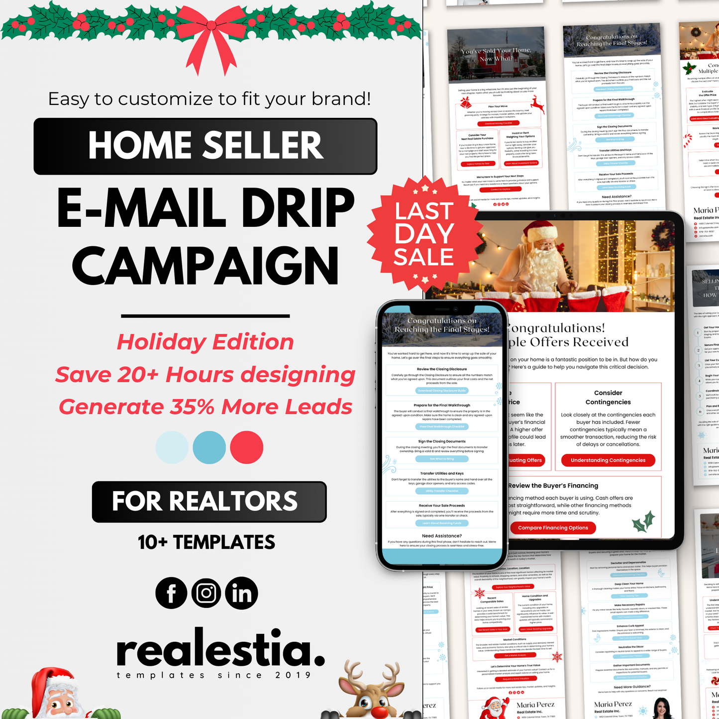 festive home seller e-mail drip campaign - color changeable