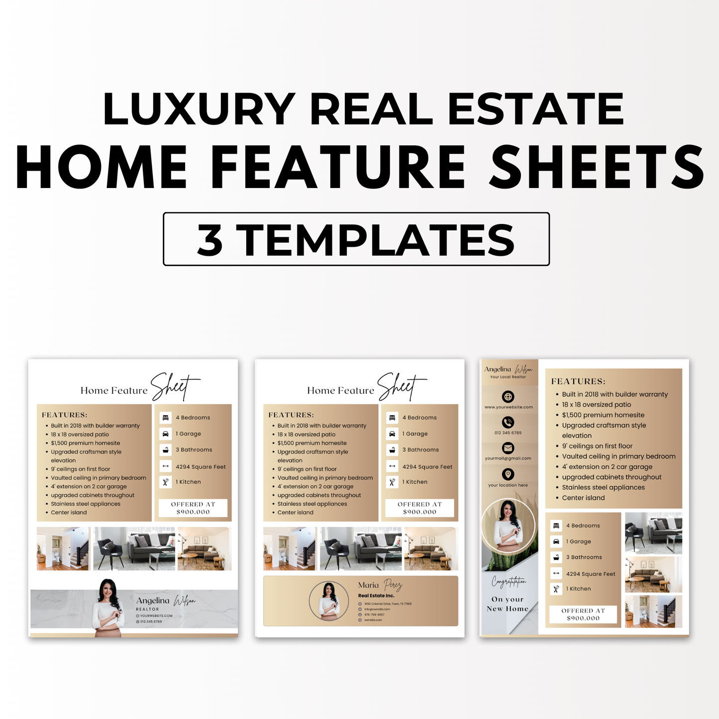 home feature flyer templates -luxury gold