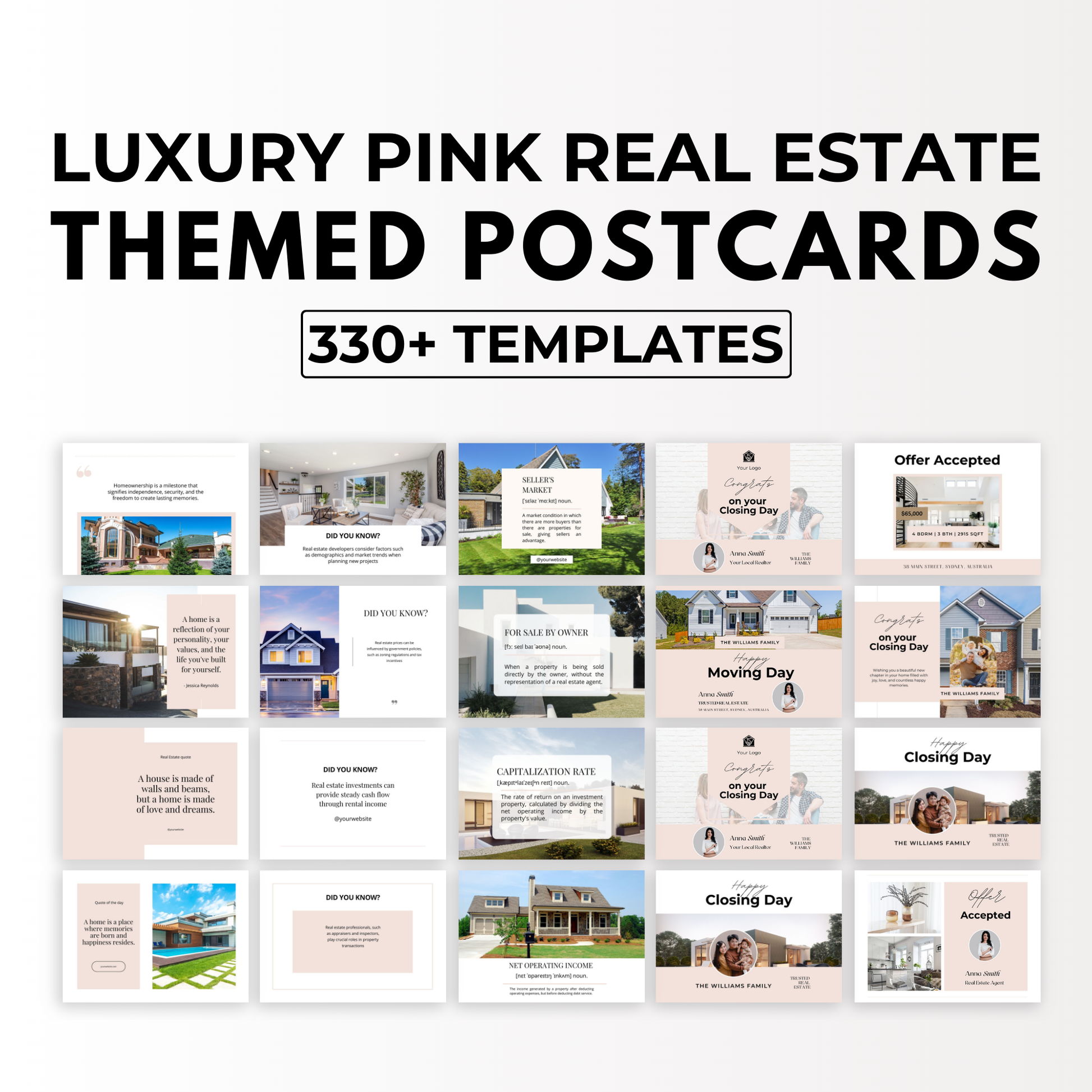 Themed Postcards Bundle-Soft Blush Pink