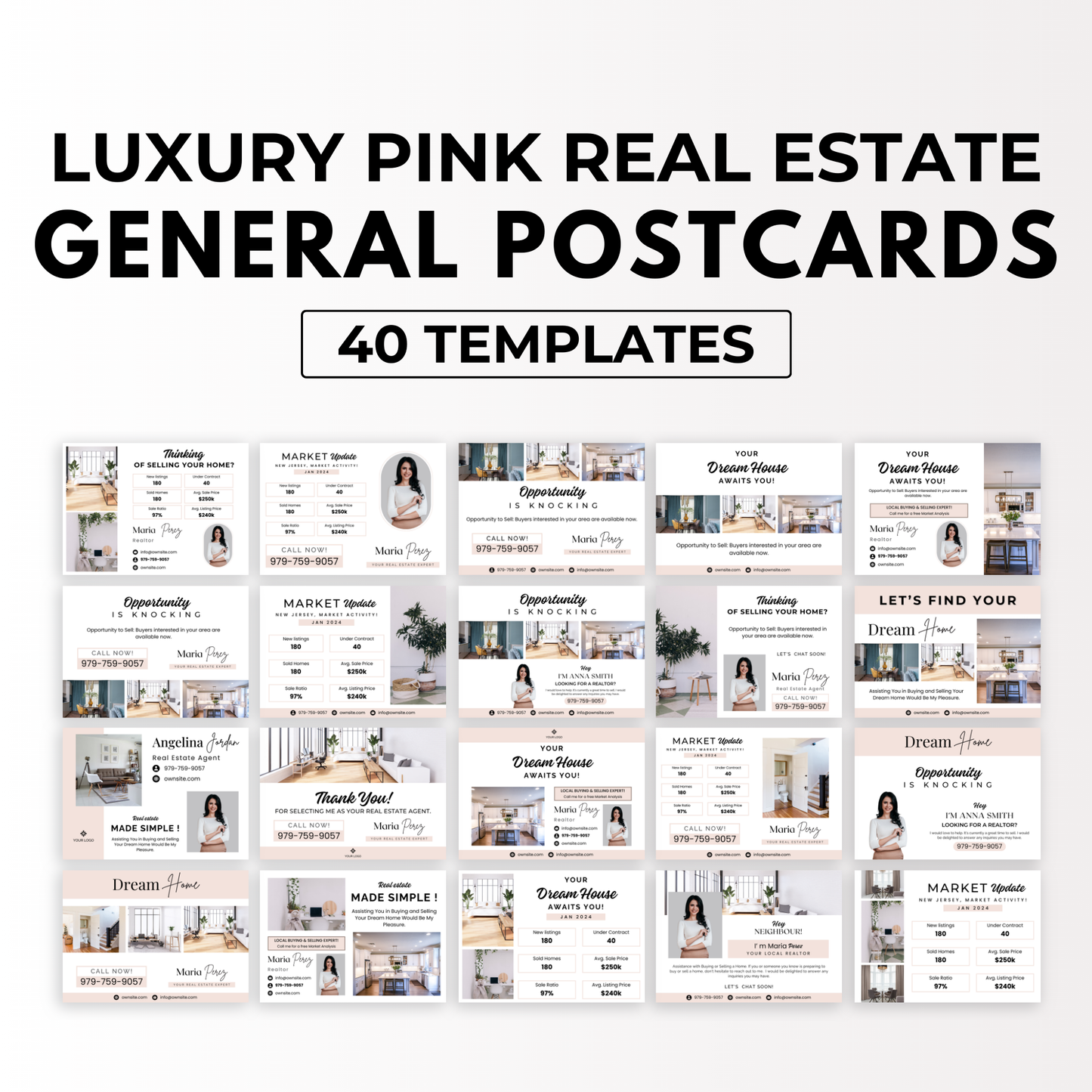 general postcard templates - soft blush pink