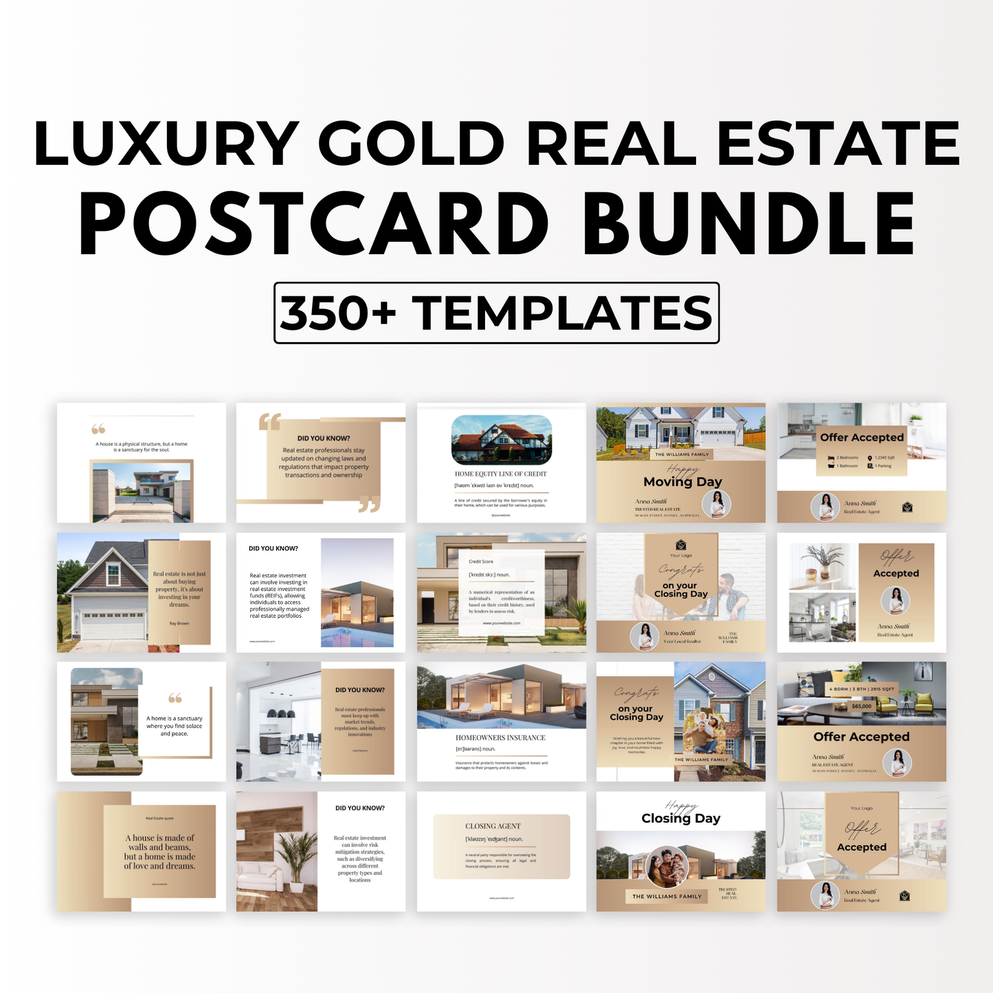 postcard bundle-luxury gold