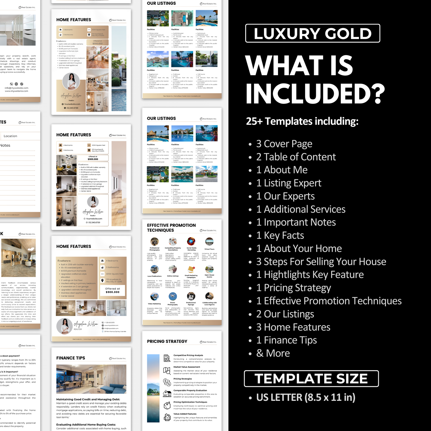 listing presentation template bundle-luxury gold