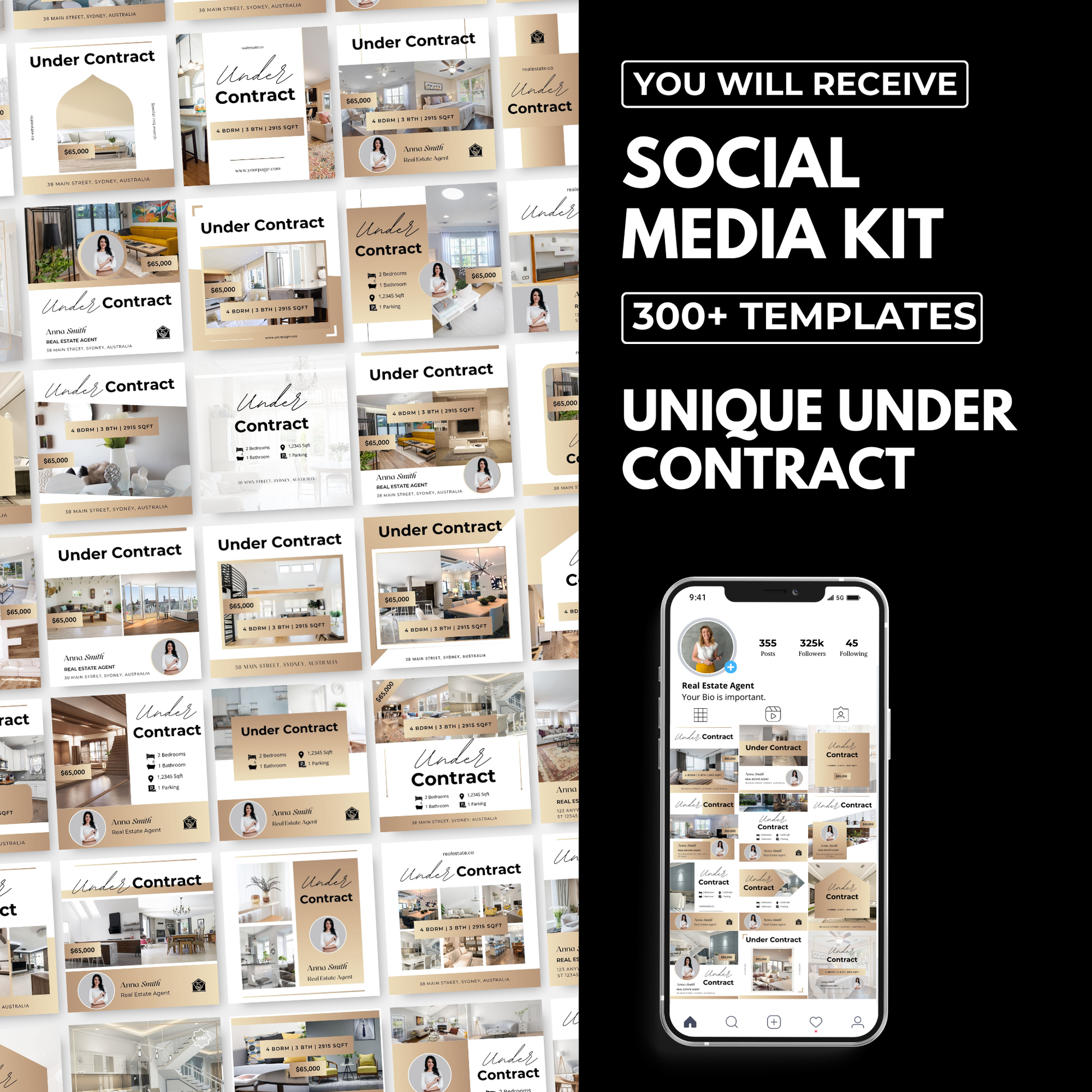 Under Contract Social Media Template Bundle-Luxury Gold