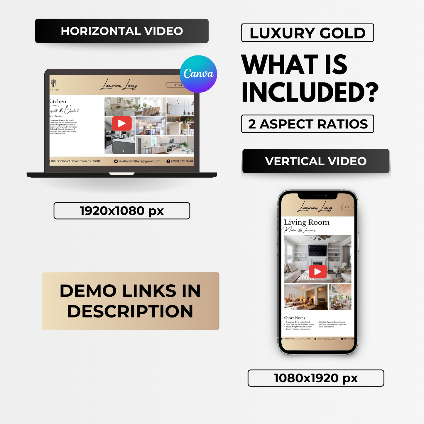 luxury listing video template bundle-luxury gold