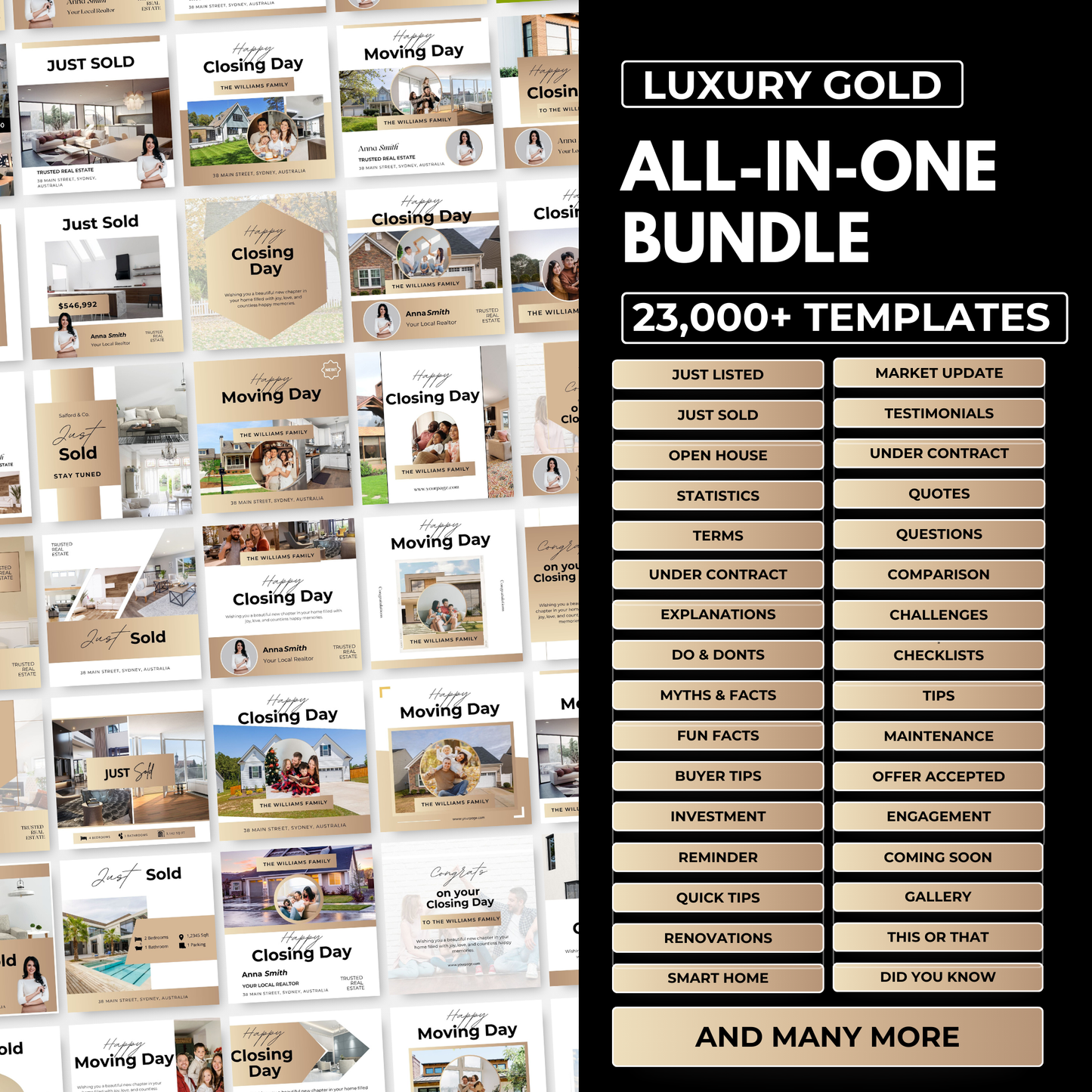 big social media template bundle-luxury gold