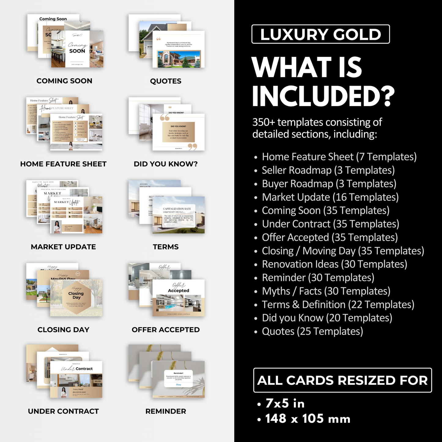 themed postcards bundle-luxury gold