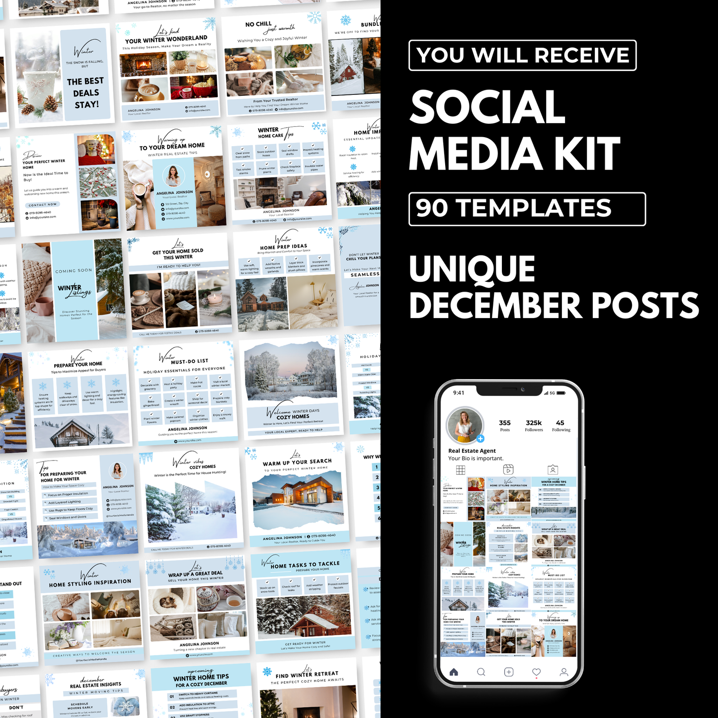 december social media posts - blue winter theme