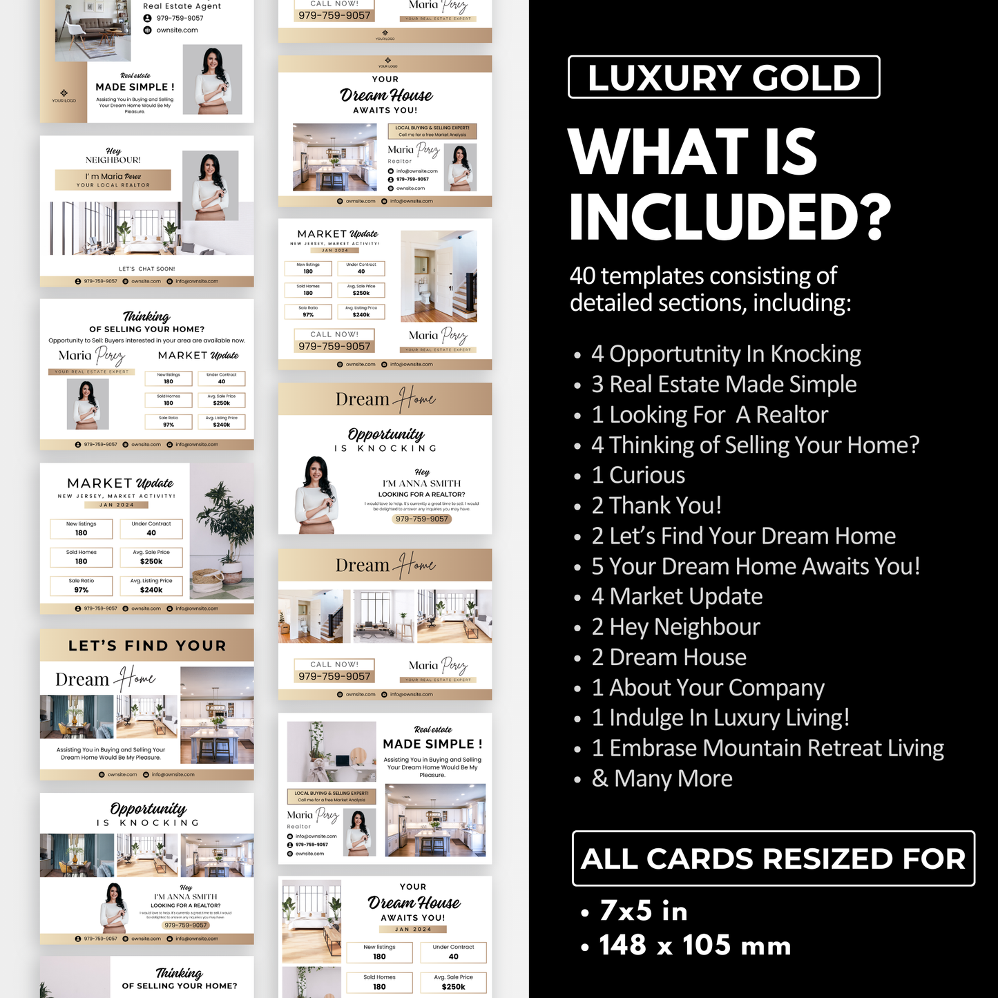 general postcard templates - luxury gold