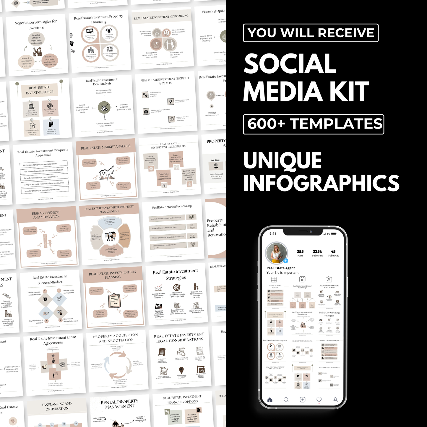 infographics mega pack-boho colors(social media kit)