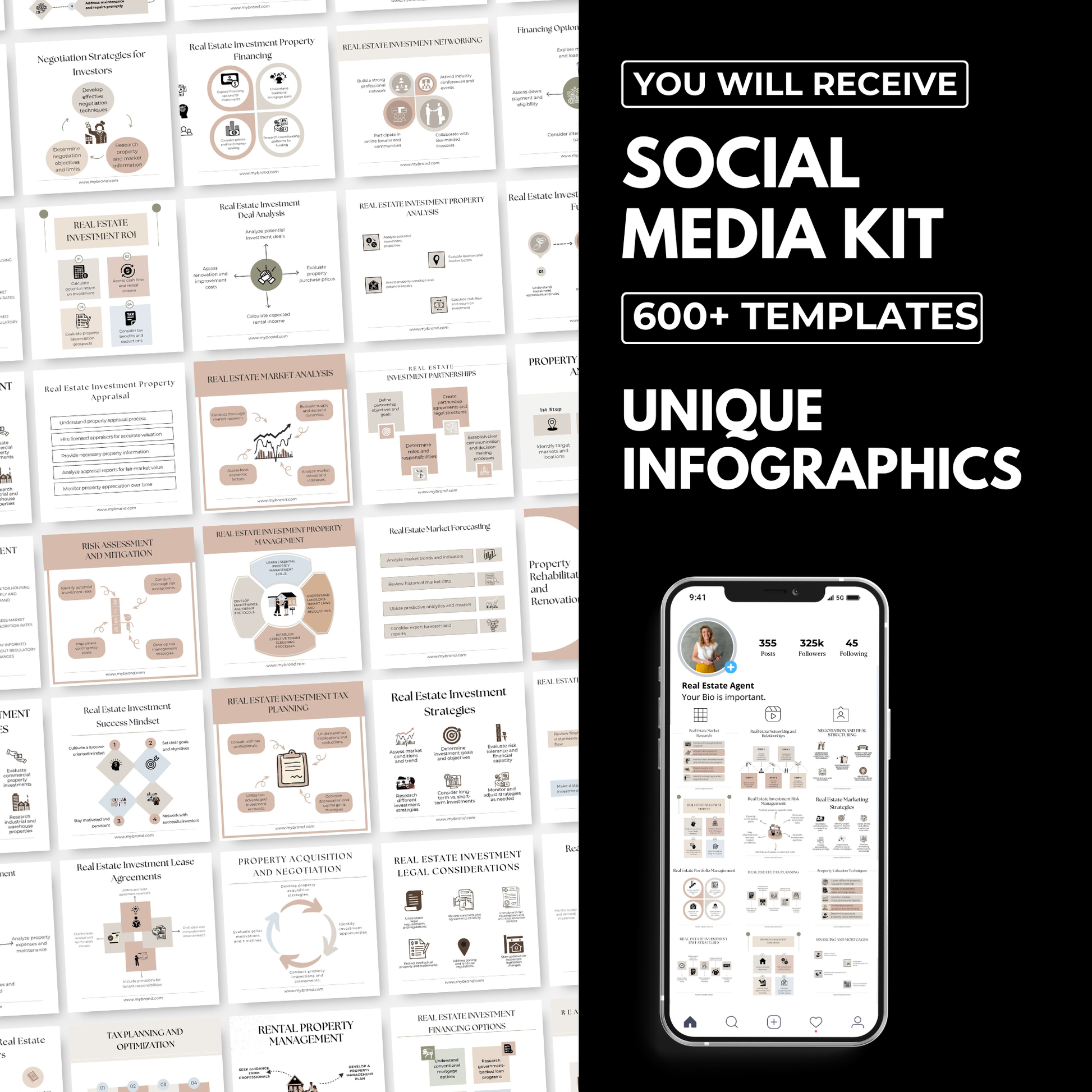 Infographics Mega Pack-Boho Colors(social media kit)