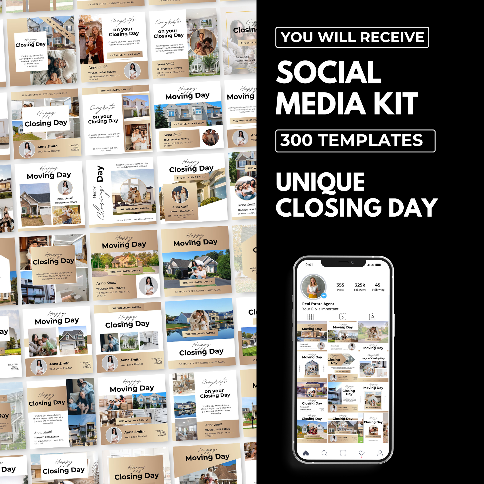 Closing Day Social Media Template Bundle-Luxury Gold