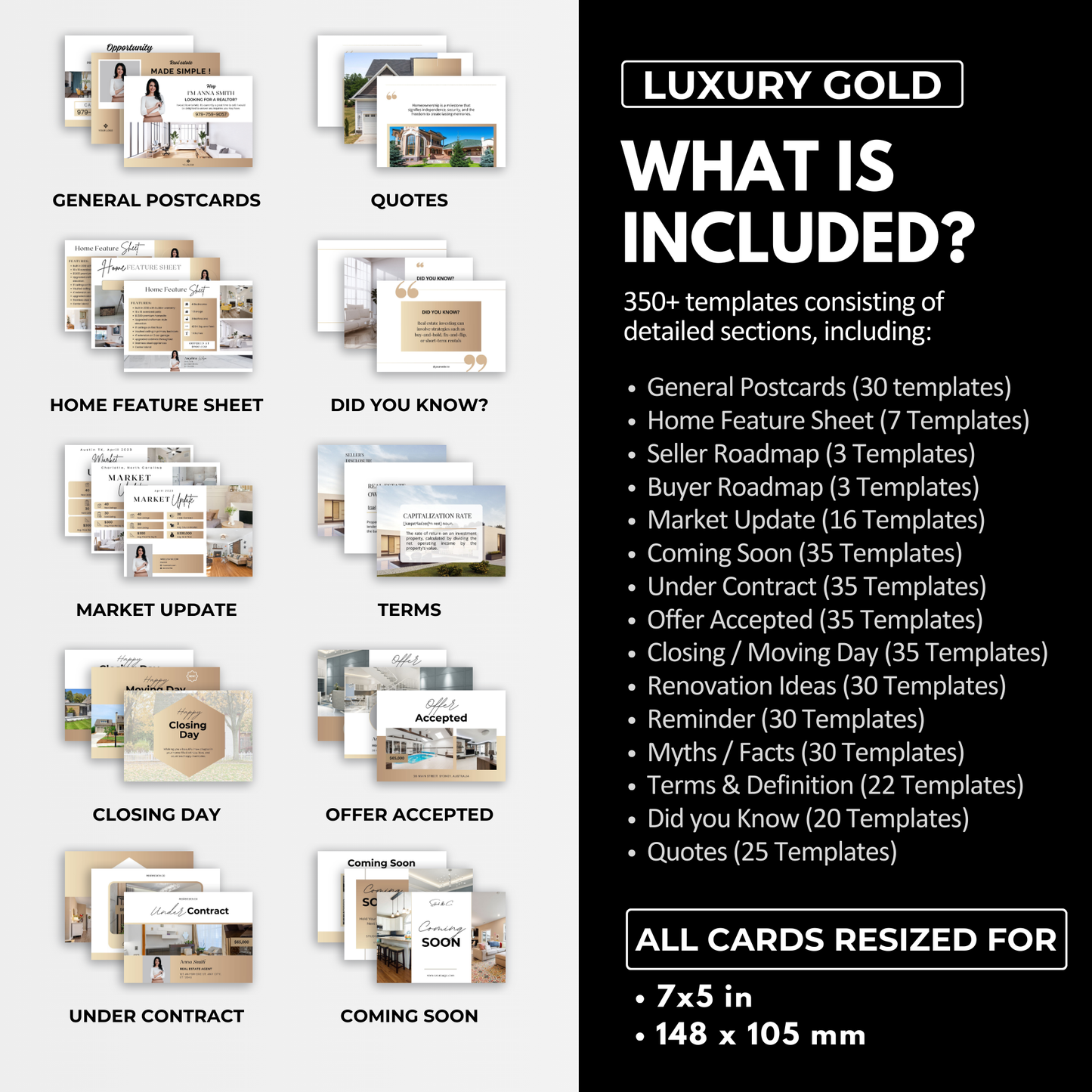 postcard bundle-luxury gold