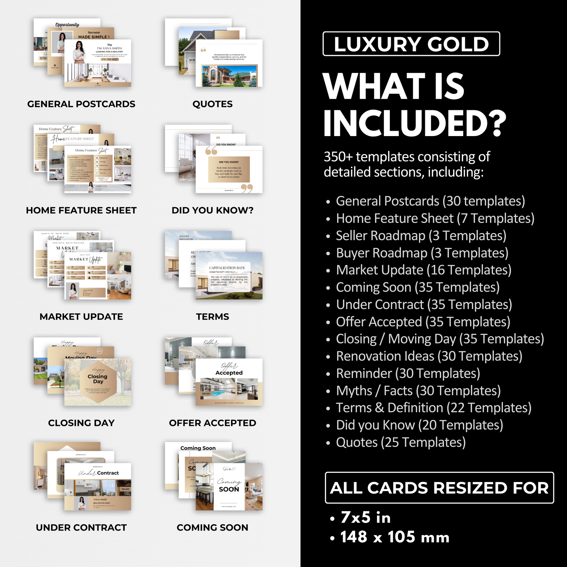 Postcard Bundle-Luxury Gold