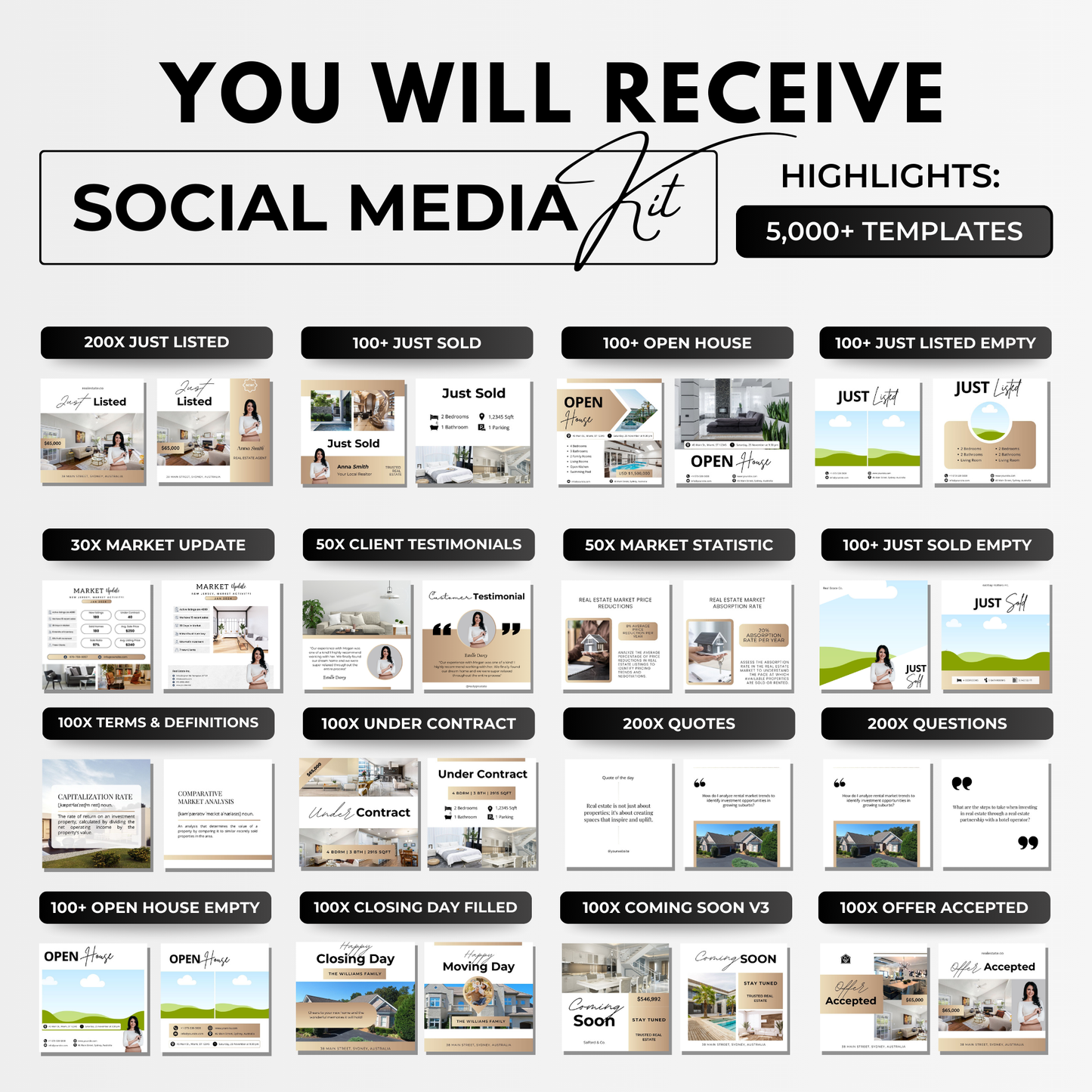 social media listing bundle-luxury gold