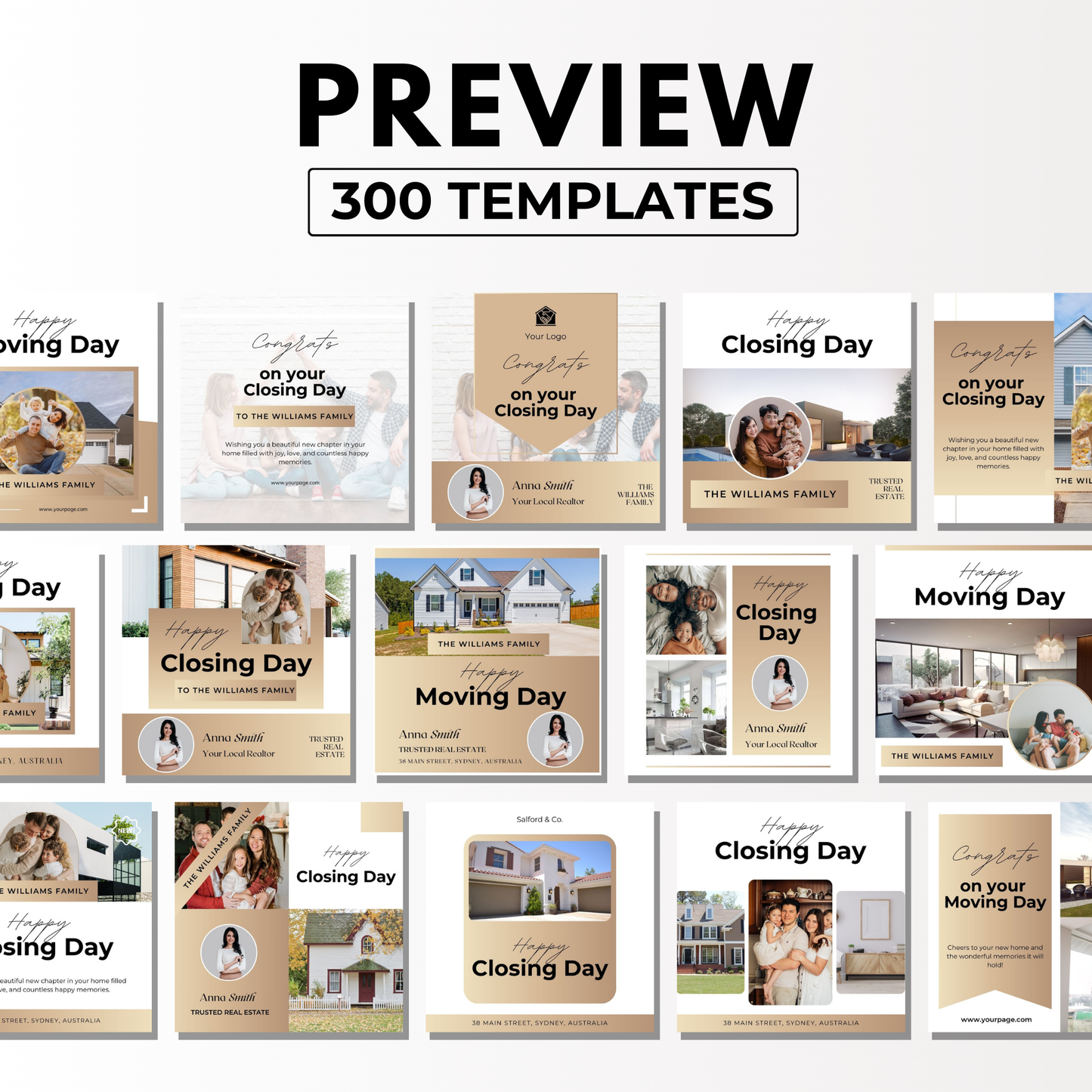 closing day social media template bundle-luxury gold