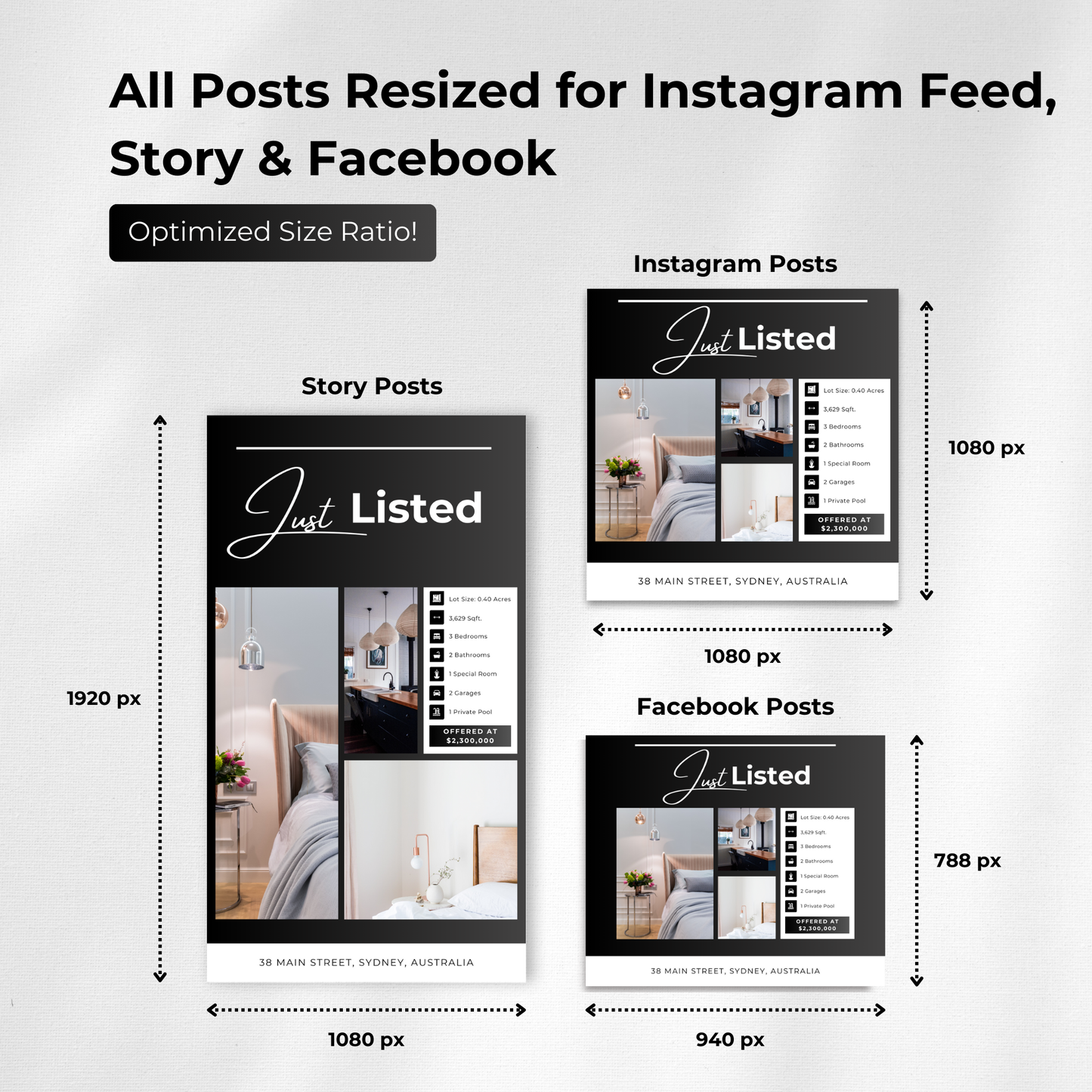 big social media template bundle-luxury black