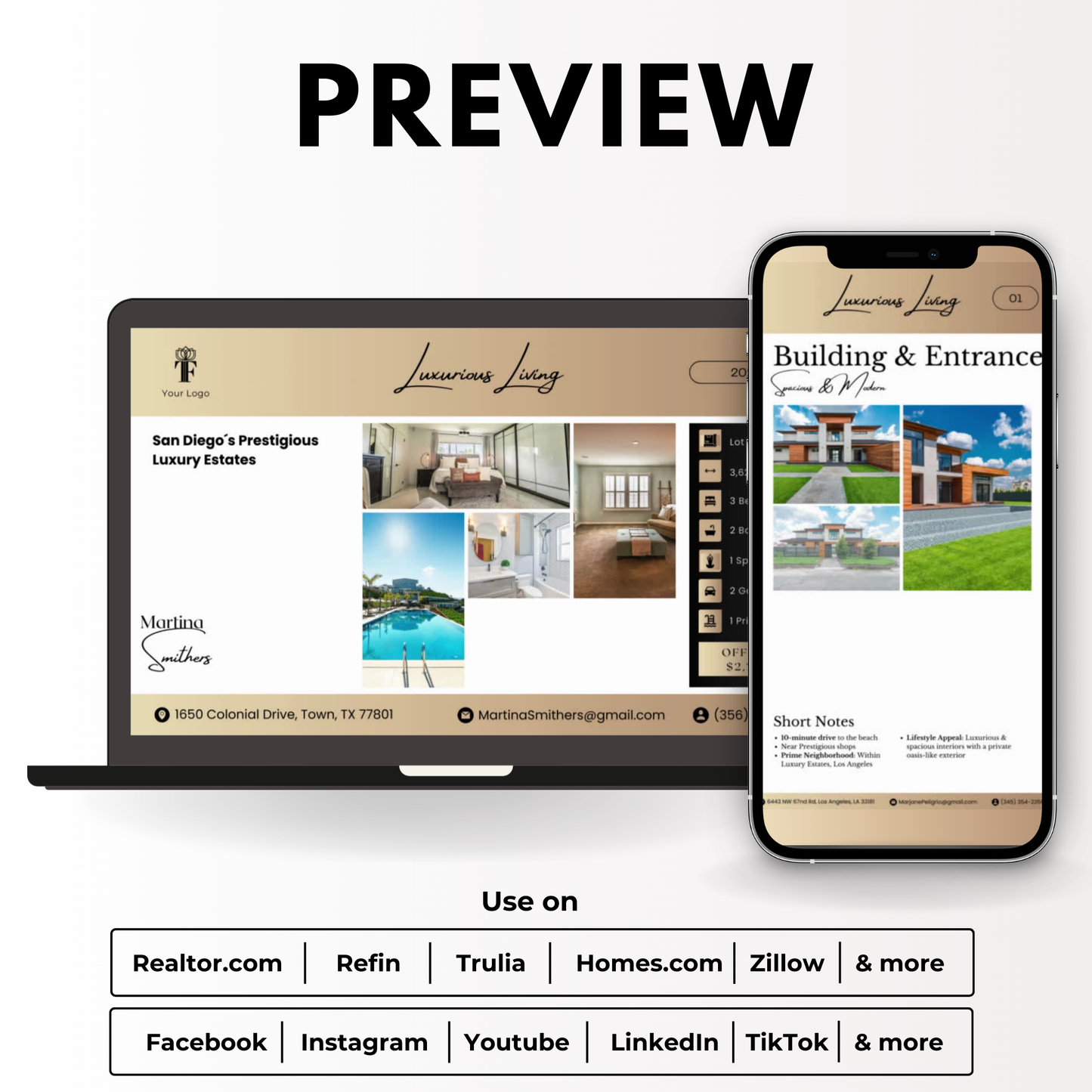 luxury listing video template bundle-luxury gold