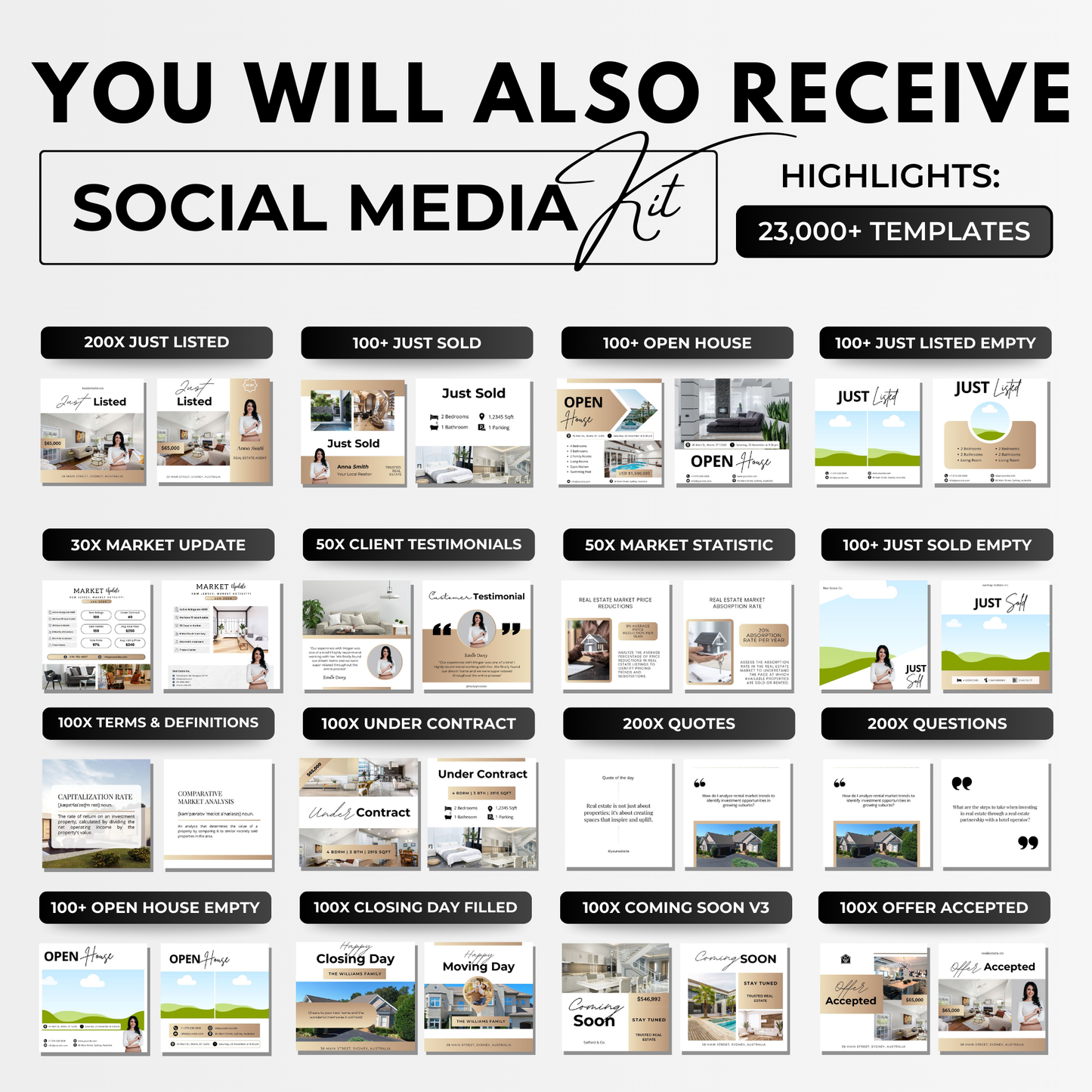 big social media template bundle-luxury gold