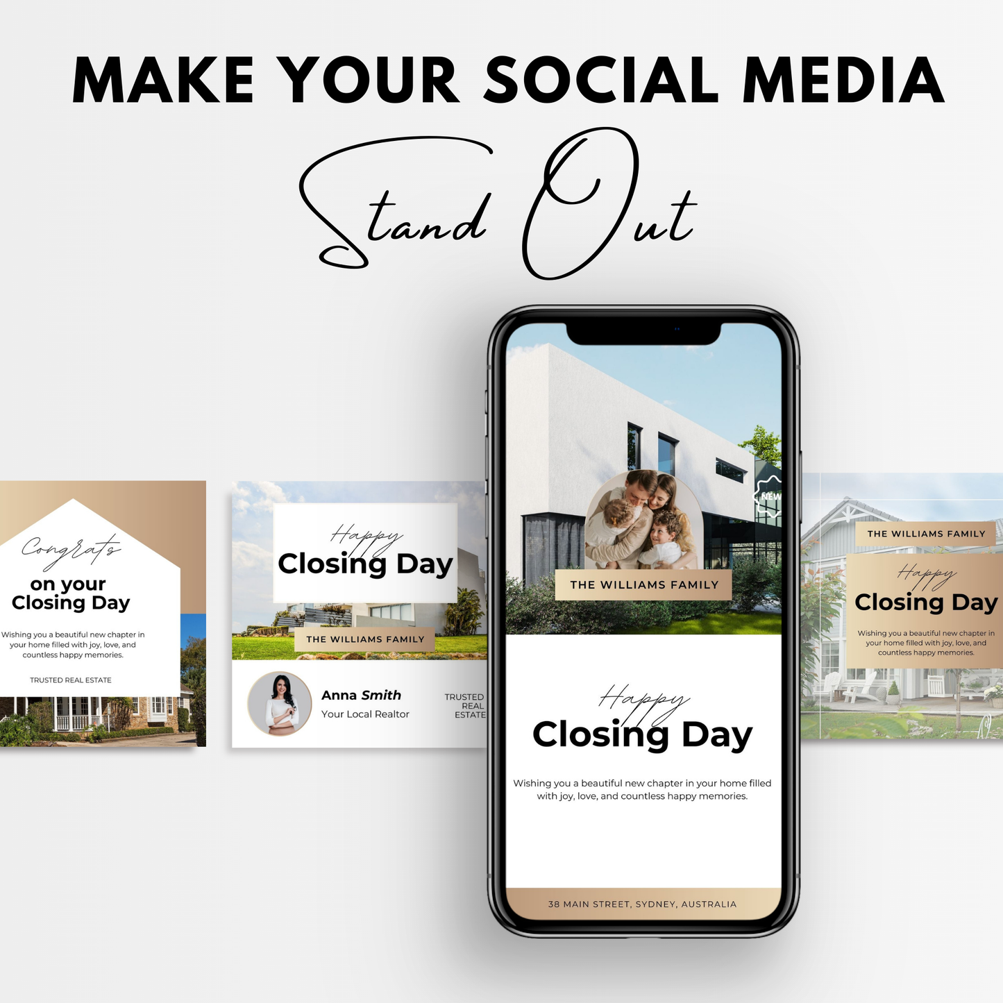 closing day social media template bundle-luxury gold