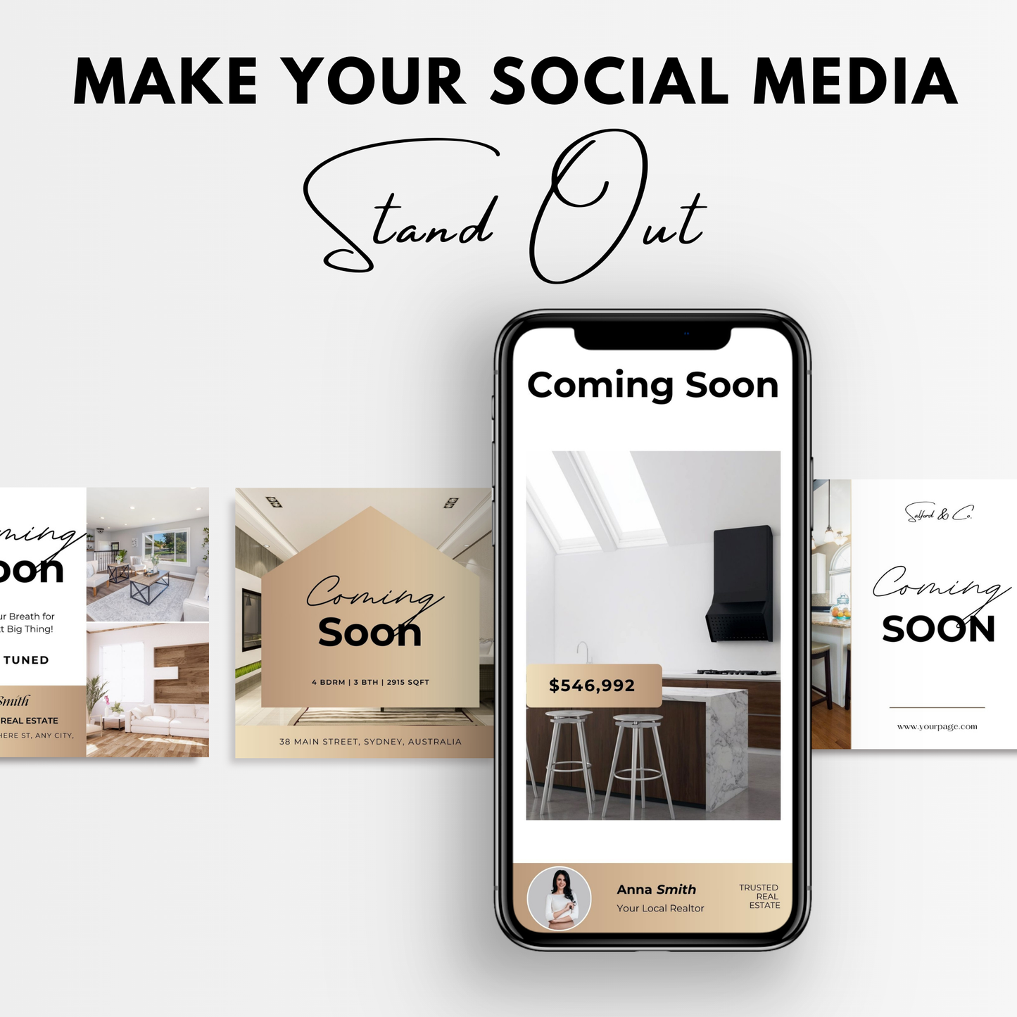 coming soon social media template bundle-luxury gold