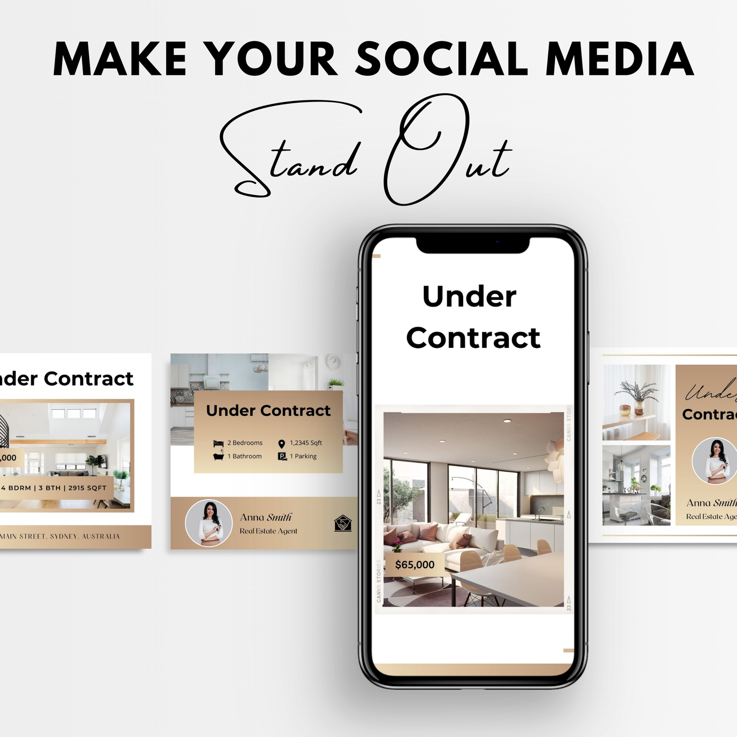 under contract social media template bundle-luxury gold