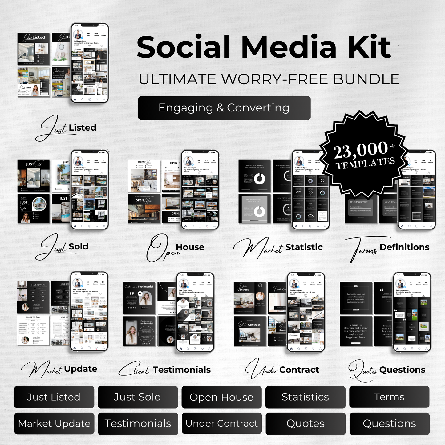 big social media template bundle-luxury black