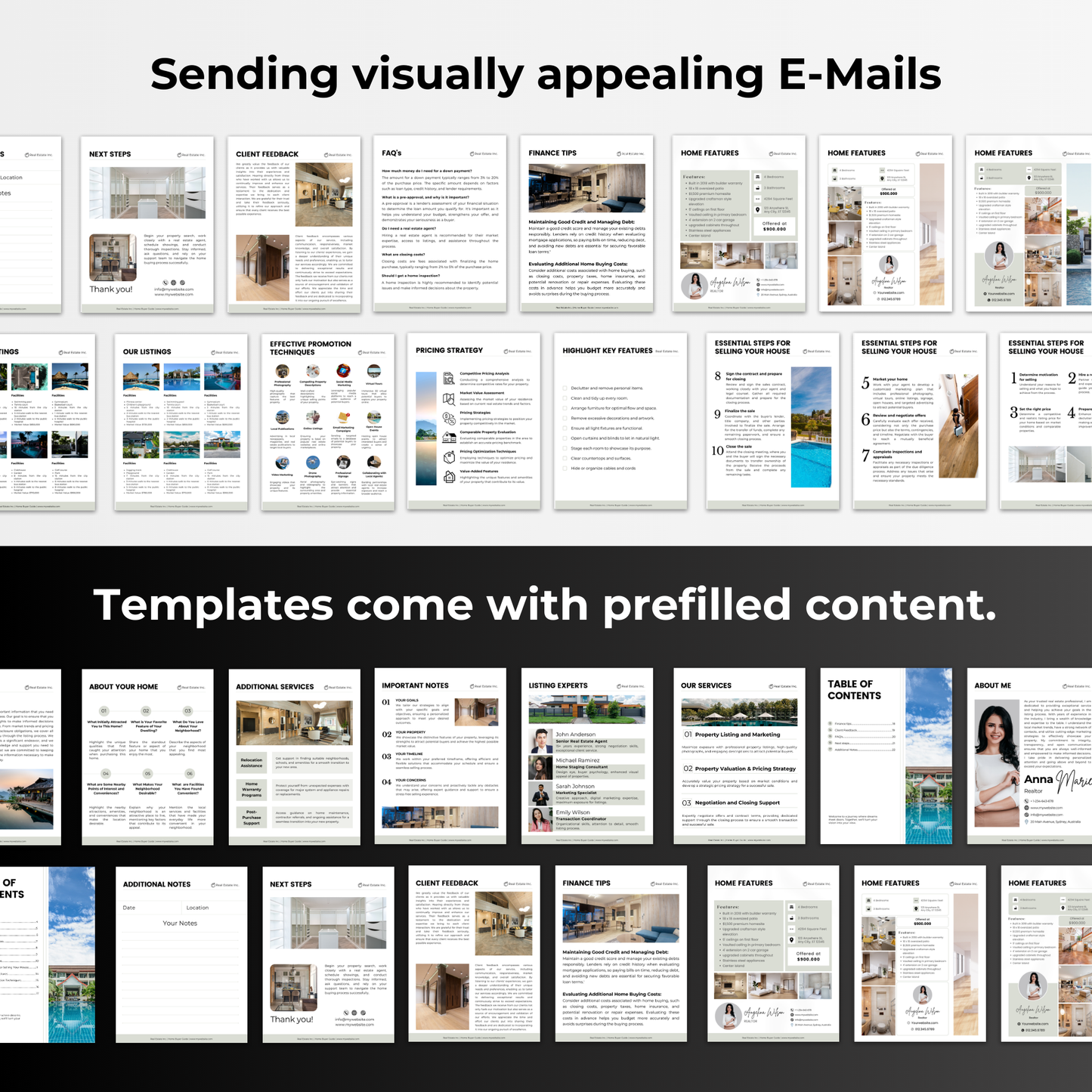 listing presentation template bundle- sage green(sending visually appealing e mails)