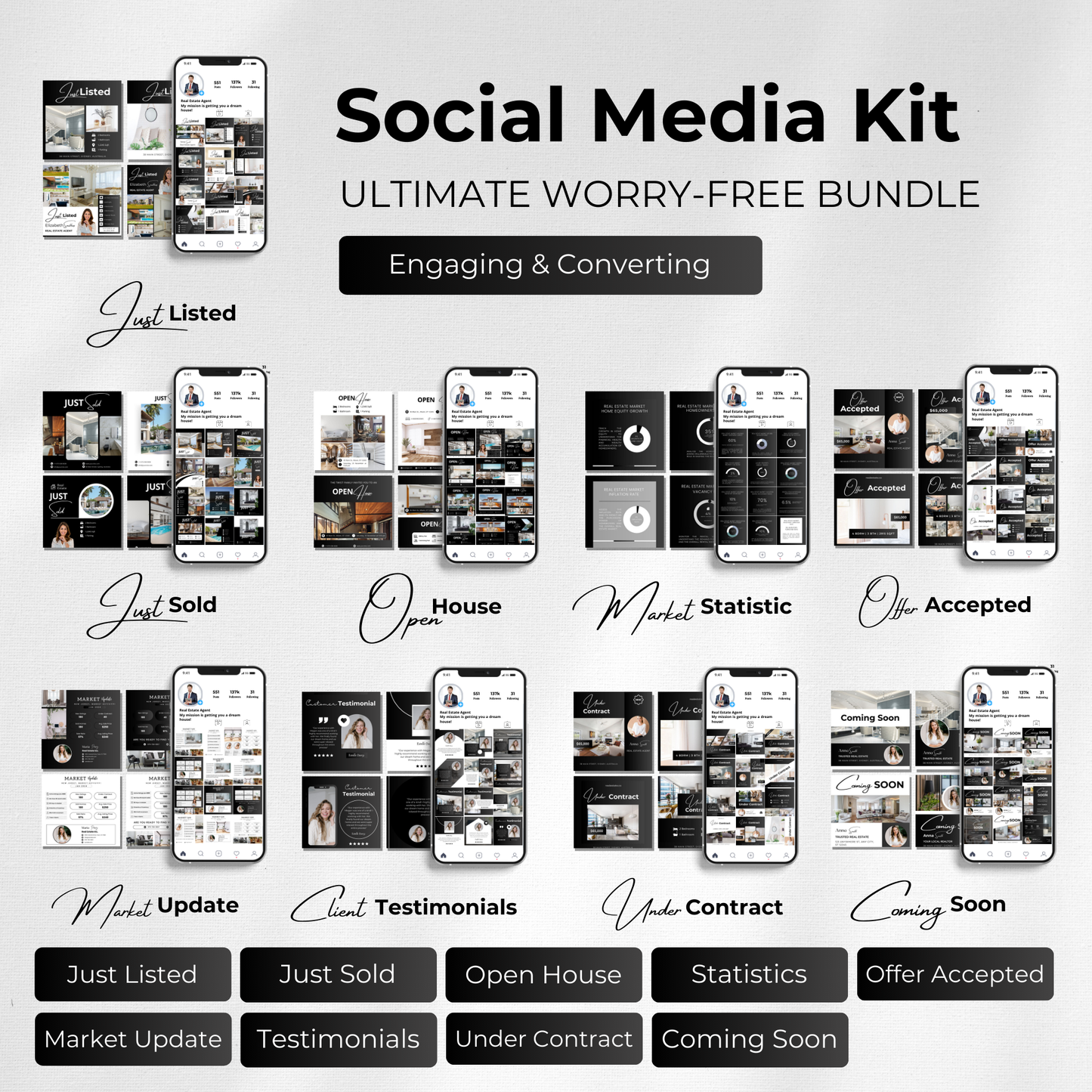 social media listing bundle-luxury black