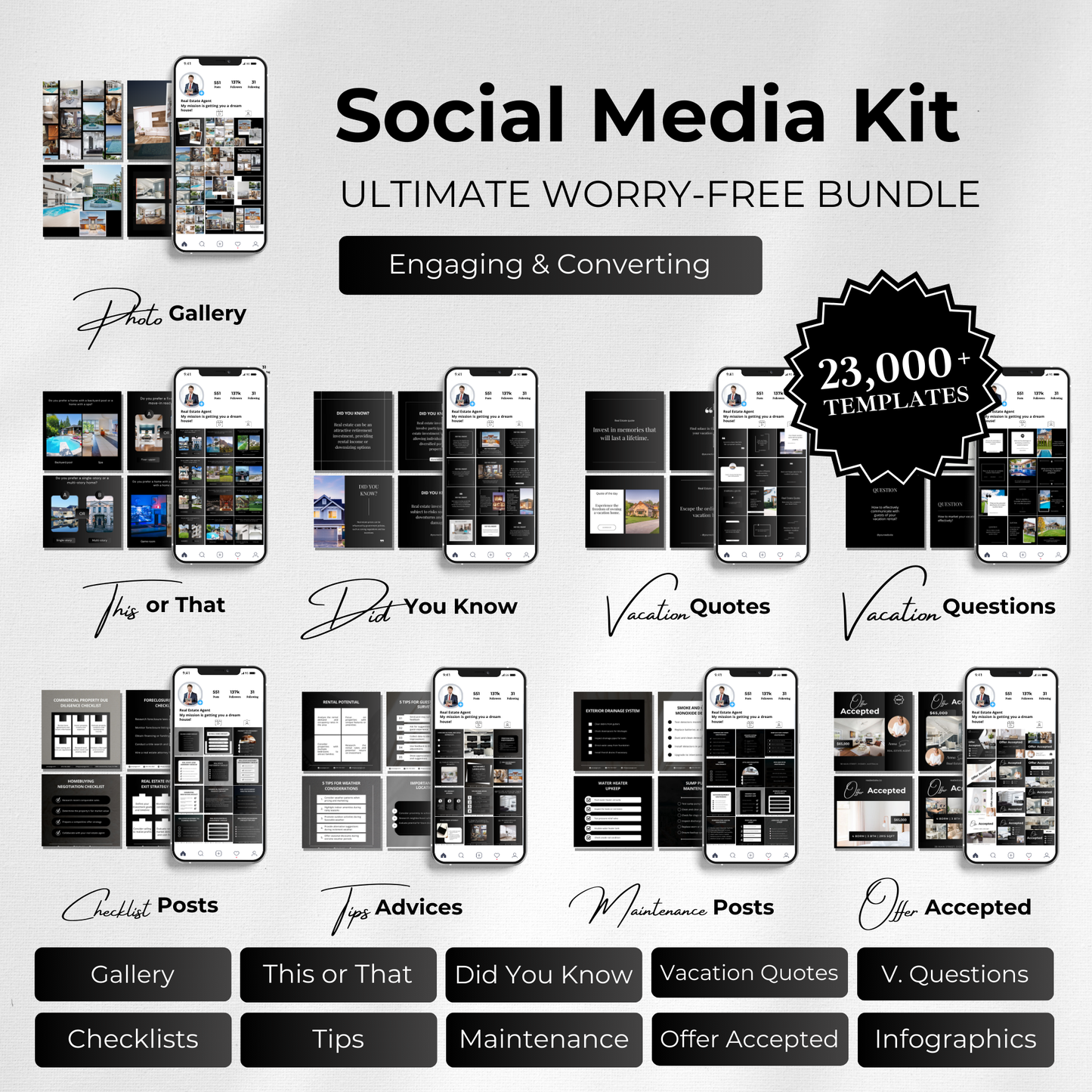 big social media template bundle-luxury black