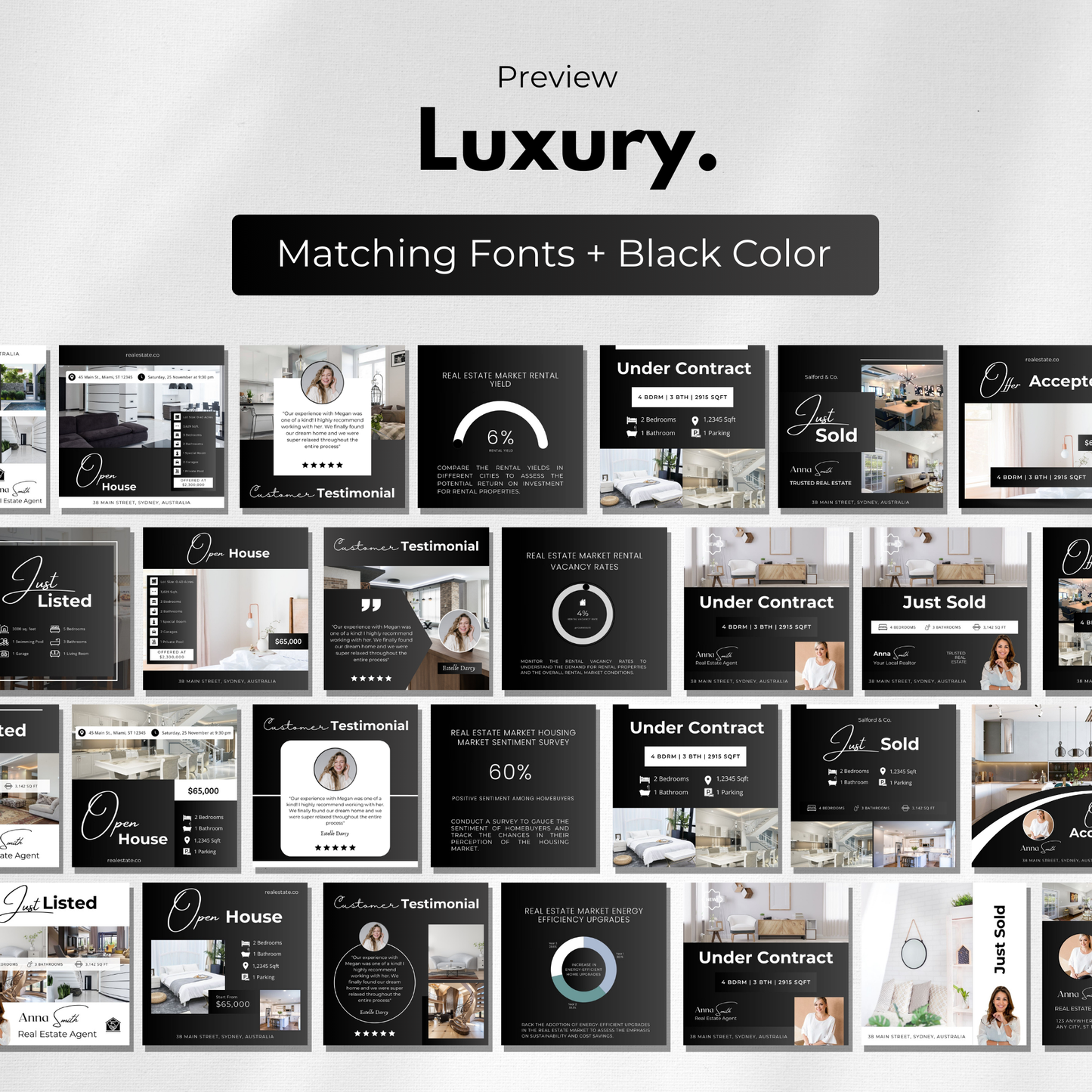 social media listing bundle-luxury black