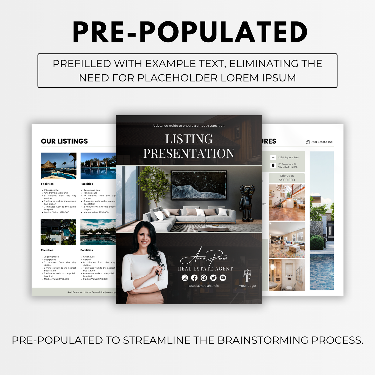 listing presentation template bundle- sage green(pre populated)