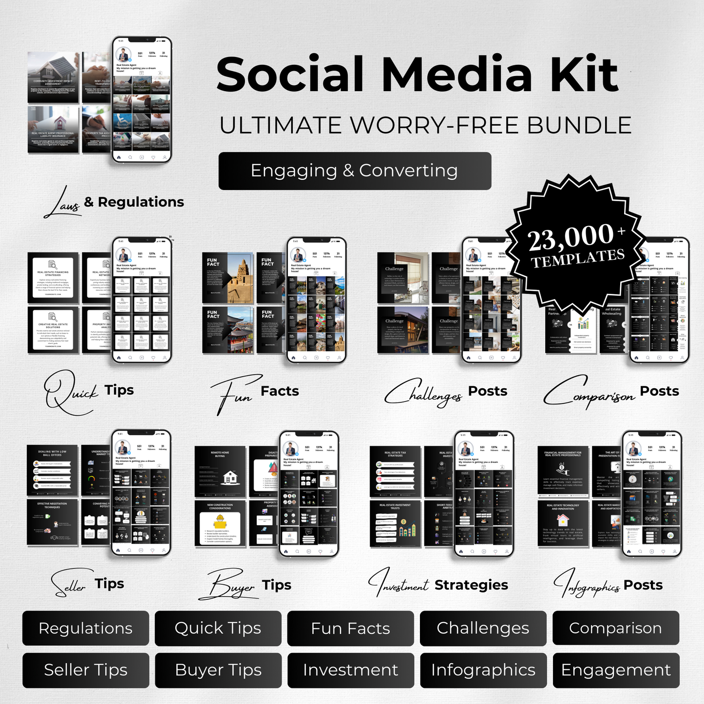 big social media template bundle-luxury black