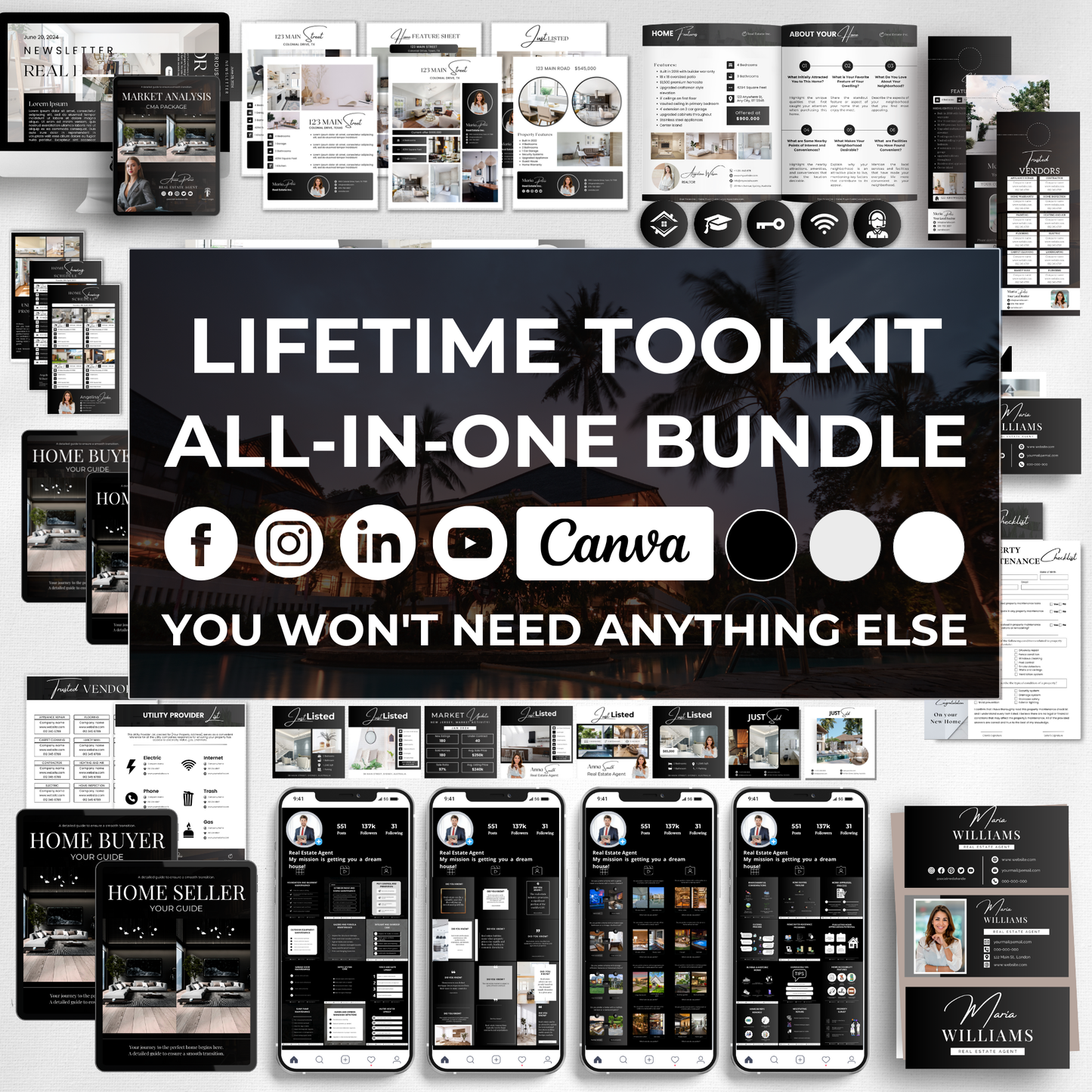 lifetime toolkit:  realtor branding & social media bundle + regular updates - branding - marketing - social media toolkit - color changeable