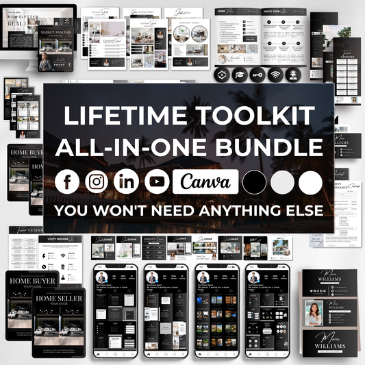 LIFETIME TOOLKIT:  Realtor Branding & Social Media Bundle + REGULAR UPDATES - Branding - Marketing - Social Media Toolkit - Color Changeable